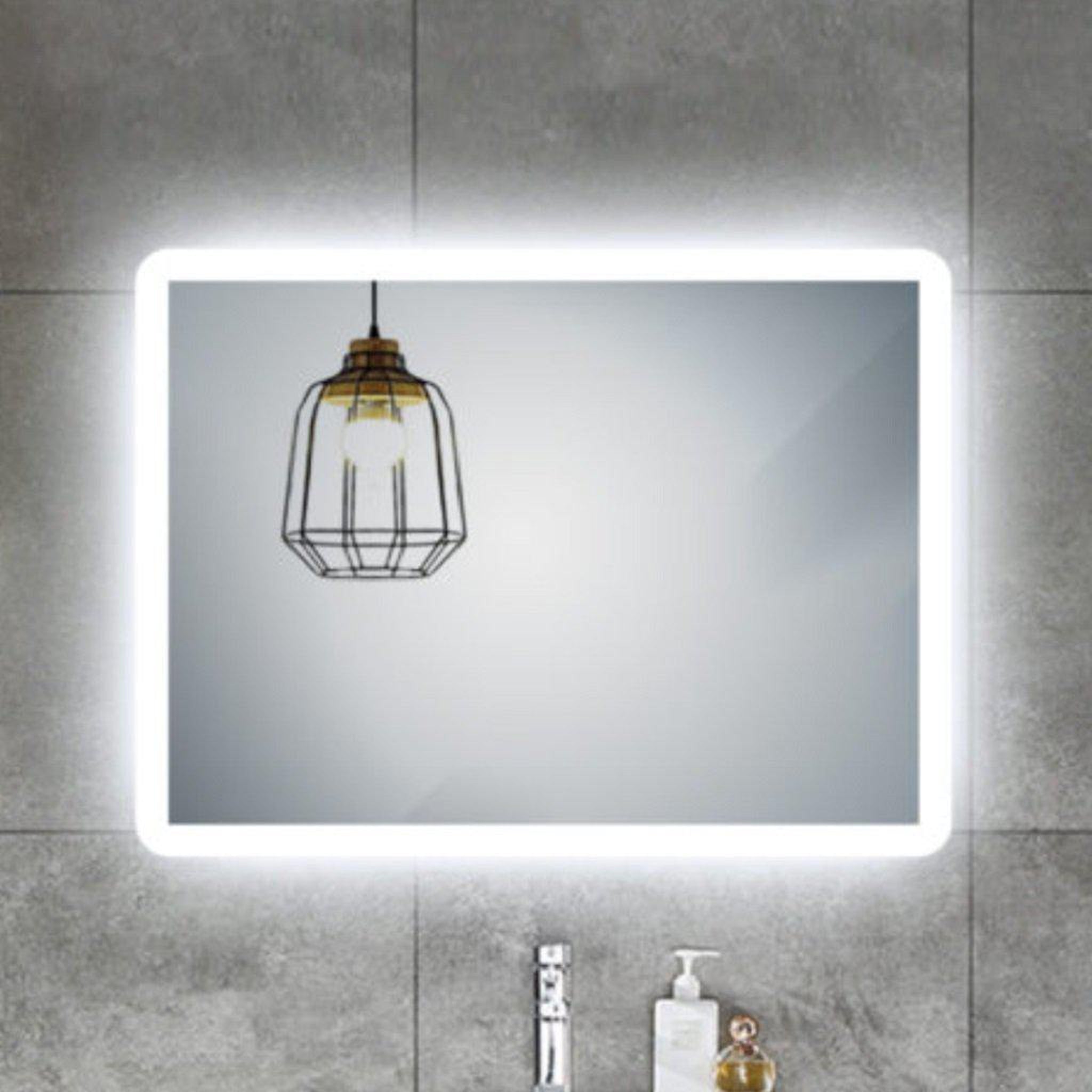 Lighted Impressions, Lighted Impressions Blazer 32" x 24" Rectangular Frameless Wall-Mounted LED Mirror With 3-Section Rocker Switch