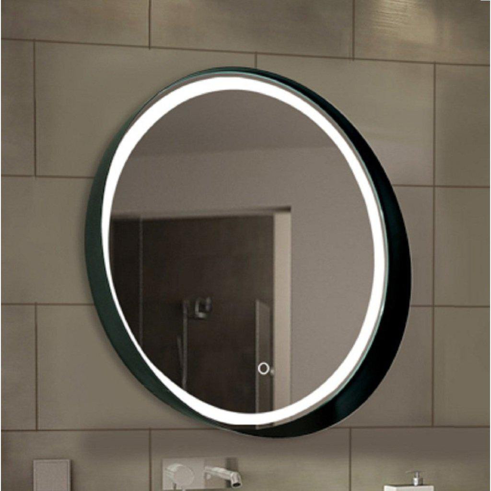 Lighted Impressions, Lighted Impressions Carlton 32" Round Framed Wall-Mounted LED Mirror With Dimmable Touch Sensor