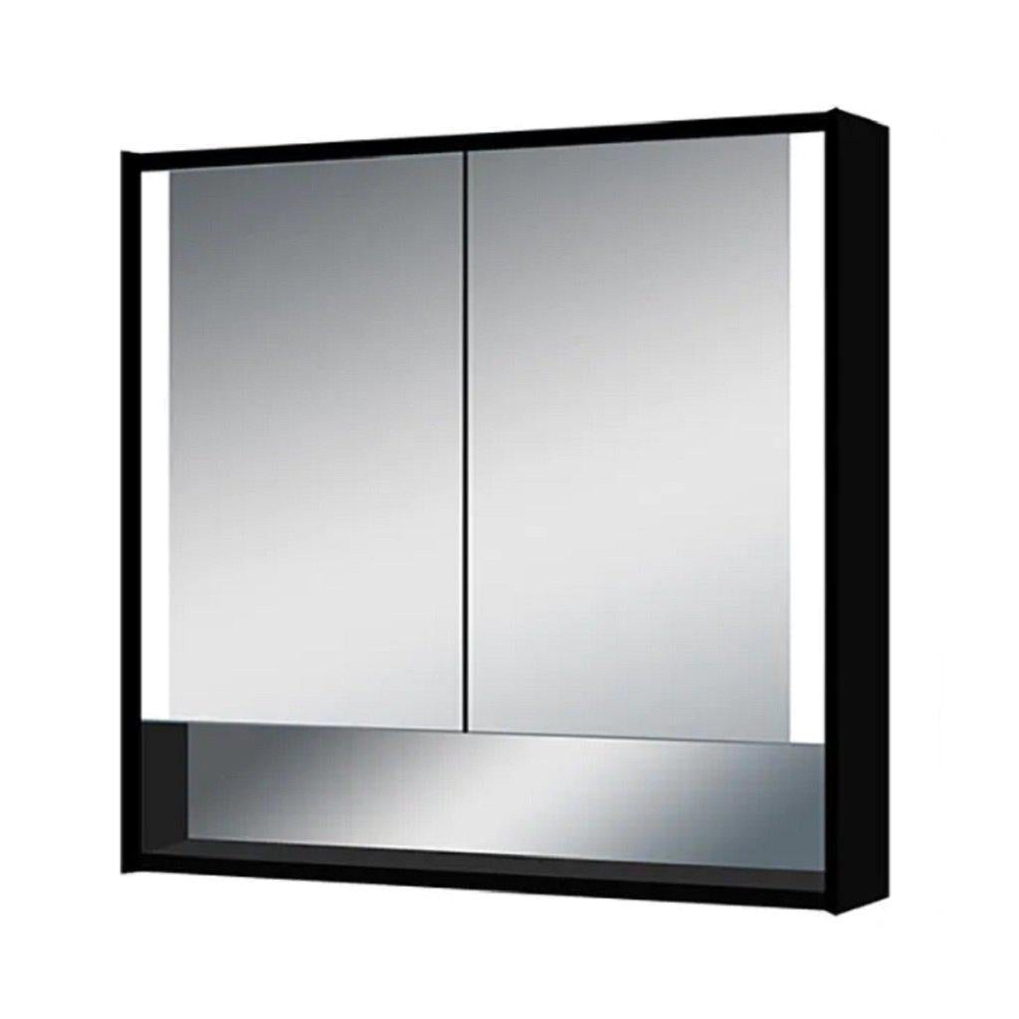 Lighted Impressions, Lighted Impressions Edgar 32" x 28" Rectangular Framed Wall-Mounted LED Mirror Cabinet With 3-Section Rocker Switch & Glass Shelves