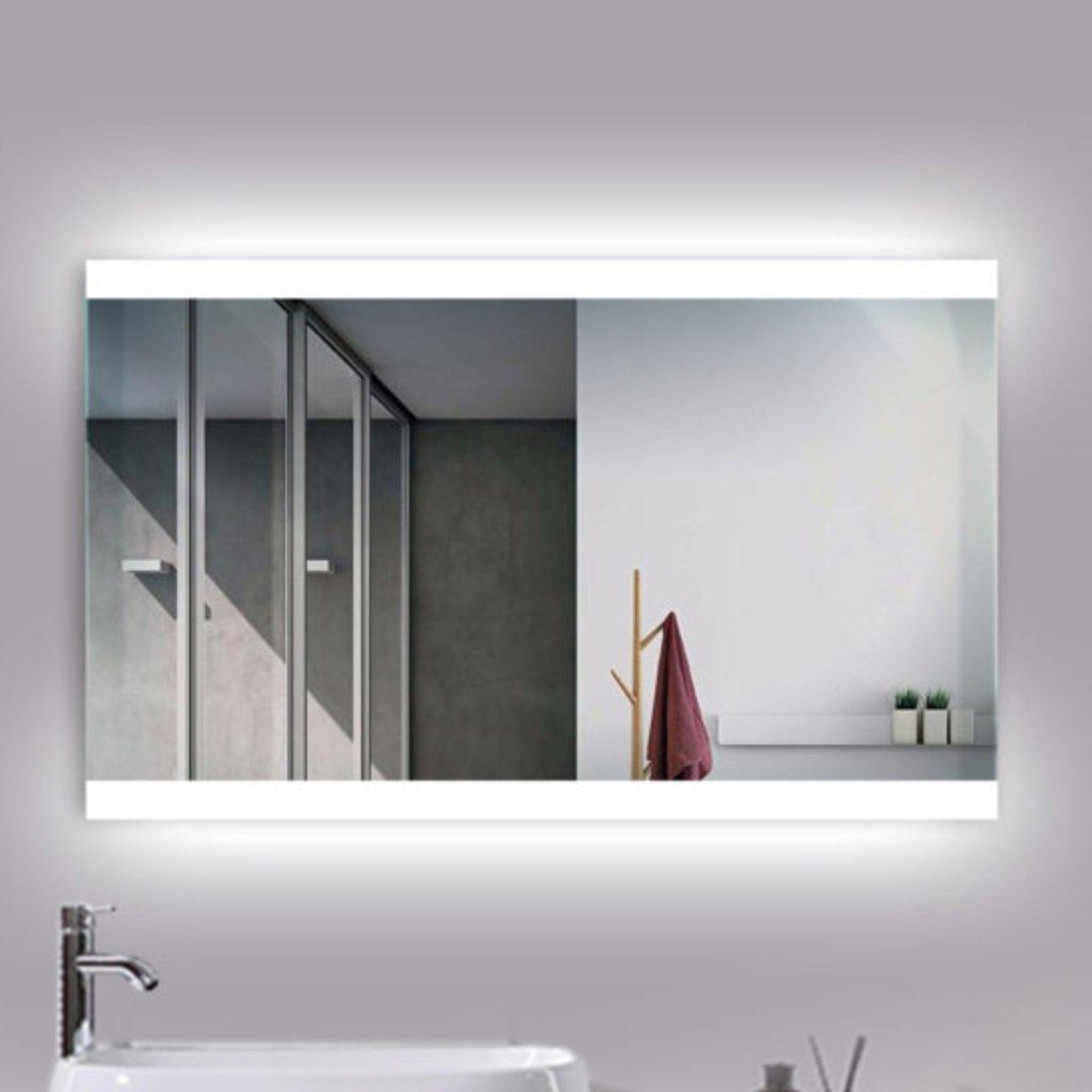 Lighted Impressions, Lighted Impressions Jet 48" x 24" Rectangular Frameless Wall-Mounted LED Mirror With IR Sensor