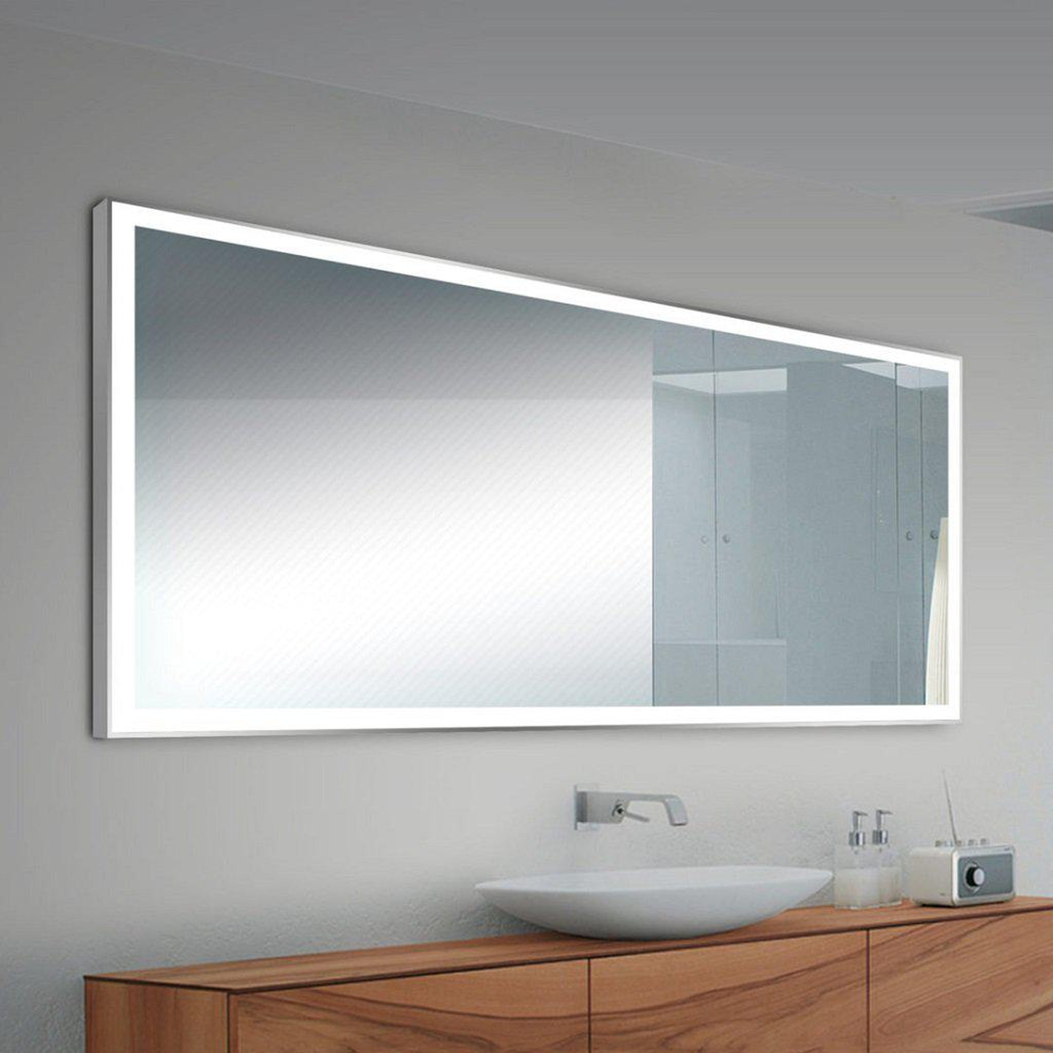 Lighted Impressions, Lighted Impressions Laguna 47.25" x 23.625" Rectangular Frameless Wall-Mounted LED Mirror With 3-Section Rocker Switch