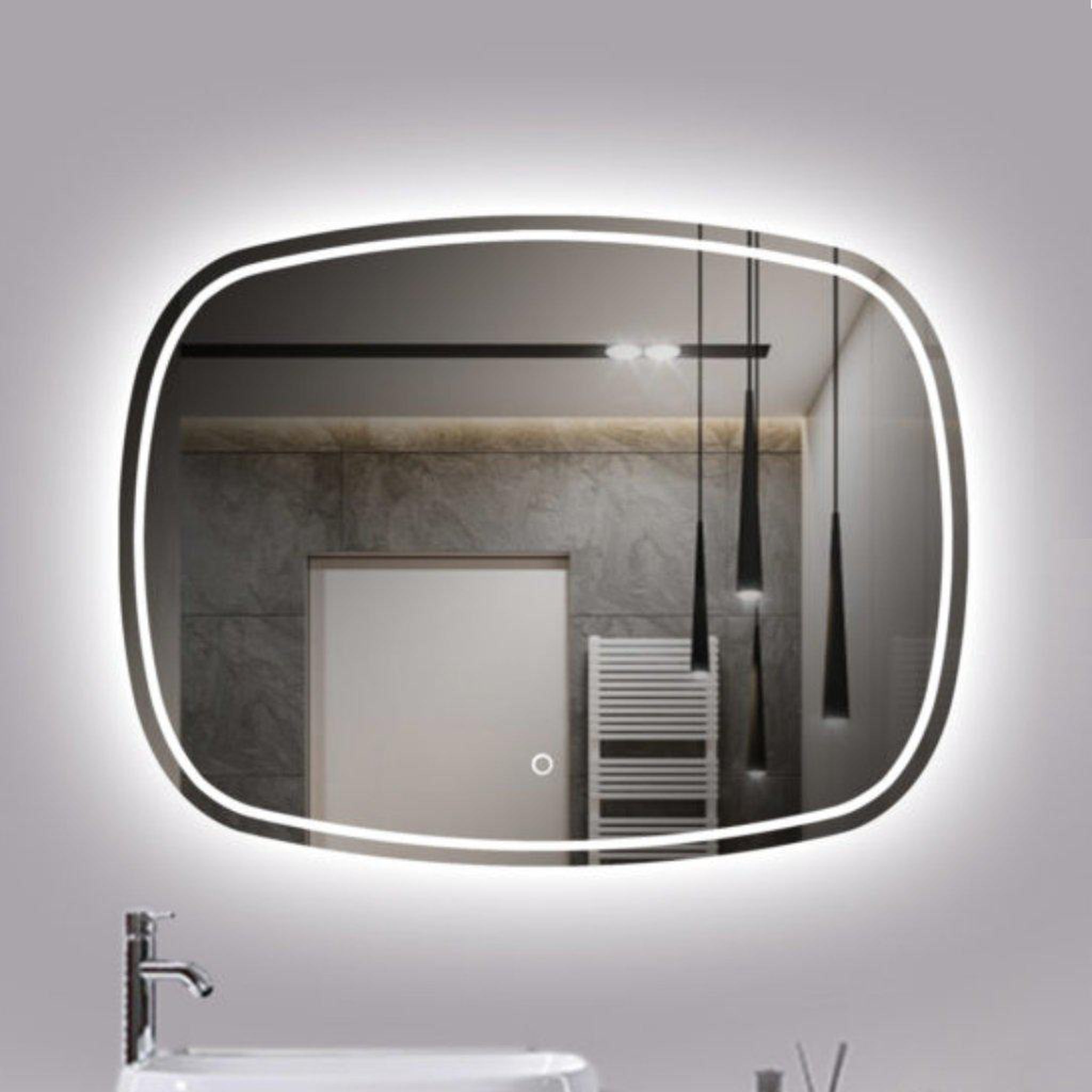 Lighted Impressions, Lighted Impressions Magnum 32" x 24" Oval Frameless Wall-Mounted LED Mirror With Touch Sensor