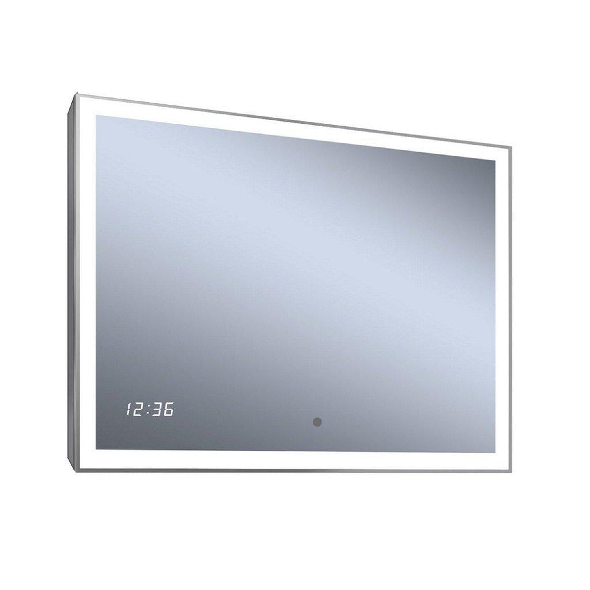 Lighted Impressions, Lighted Impressions Moments 32" x 24" Rectangular Framed Wall-Mounted LED Mirror With IR Sensor & Digital Clock