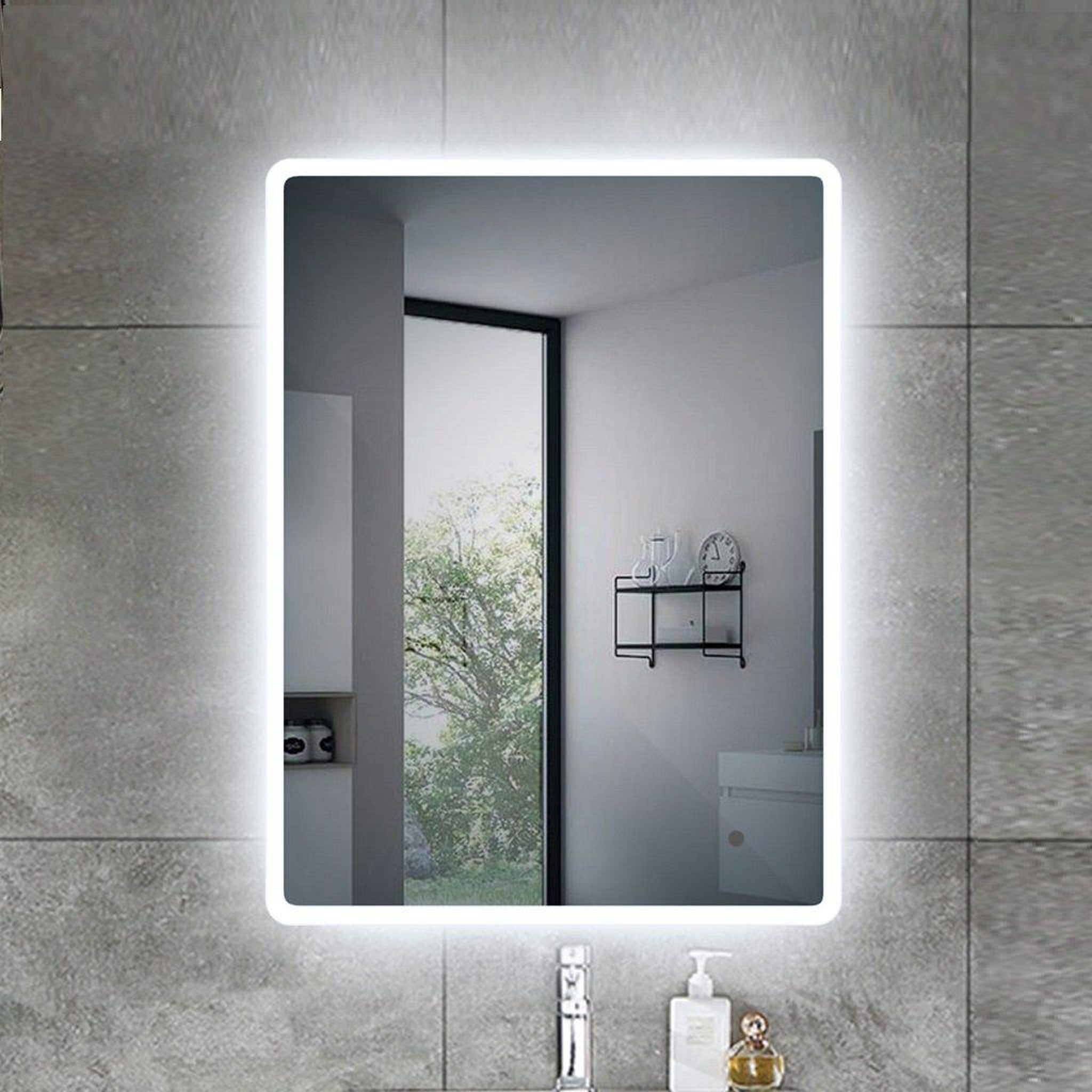 Lighted Impressions, Lighted Impressions Newport 24" x 32" Rectangular Frameless Wall-Mounted LED Mirror With IR Sensor