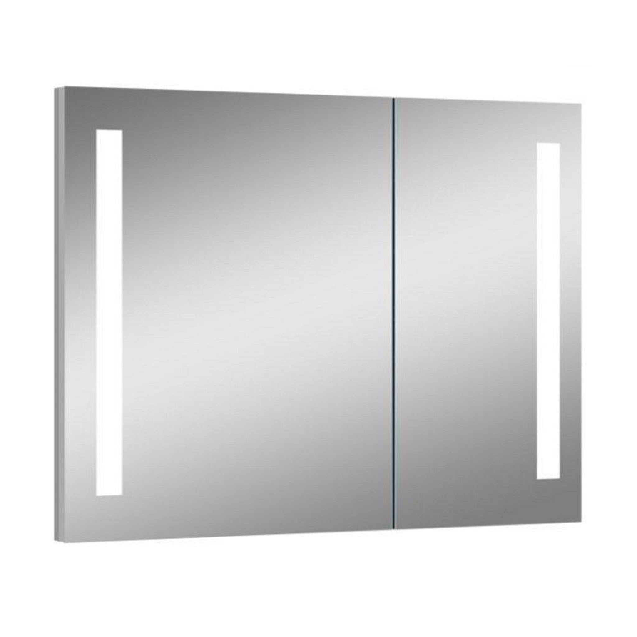 Lighted Impressions, Lighted Impressions Royale 32" x 28" Rectangular Framed Wall-Mounted LED Mirror Cabinet With 3-Section Rocker Switch & Glass Shelves