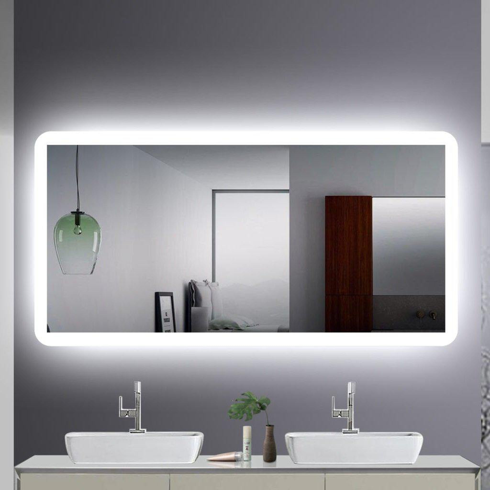 Lighted Impressions, Lighted Impressions Ruth 48" x 24" Rectangular Frameless Wall-Mounted LED Mirror With 3-Section Rocker Switch