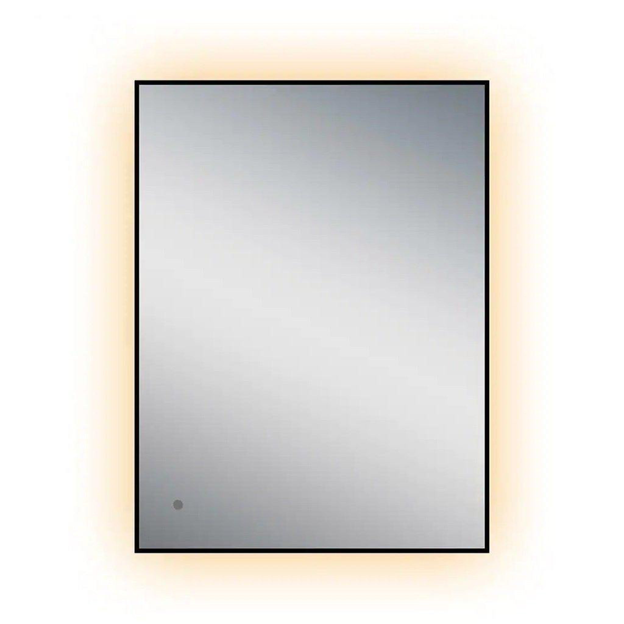 Lighted Impressions, Lighted Impressions Shadows 24" x 32" Rectangular Framed Wall-Mounted LED Mirror With Dimmable Touch Sensor & Back Lighting