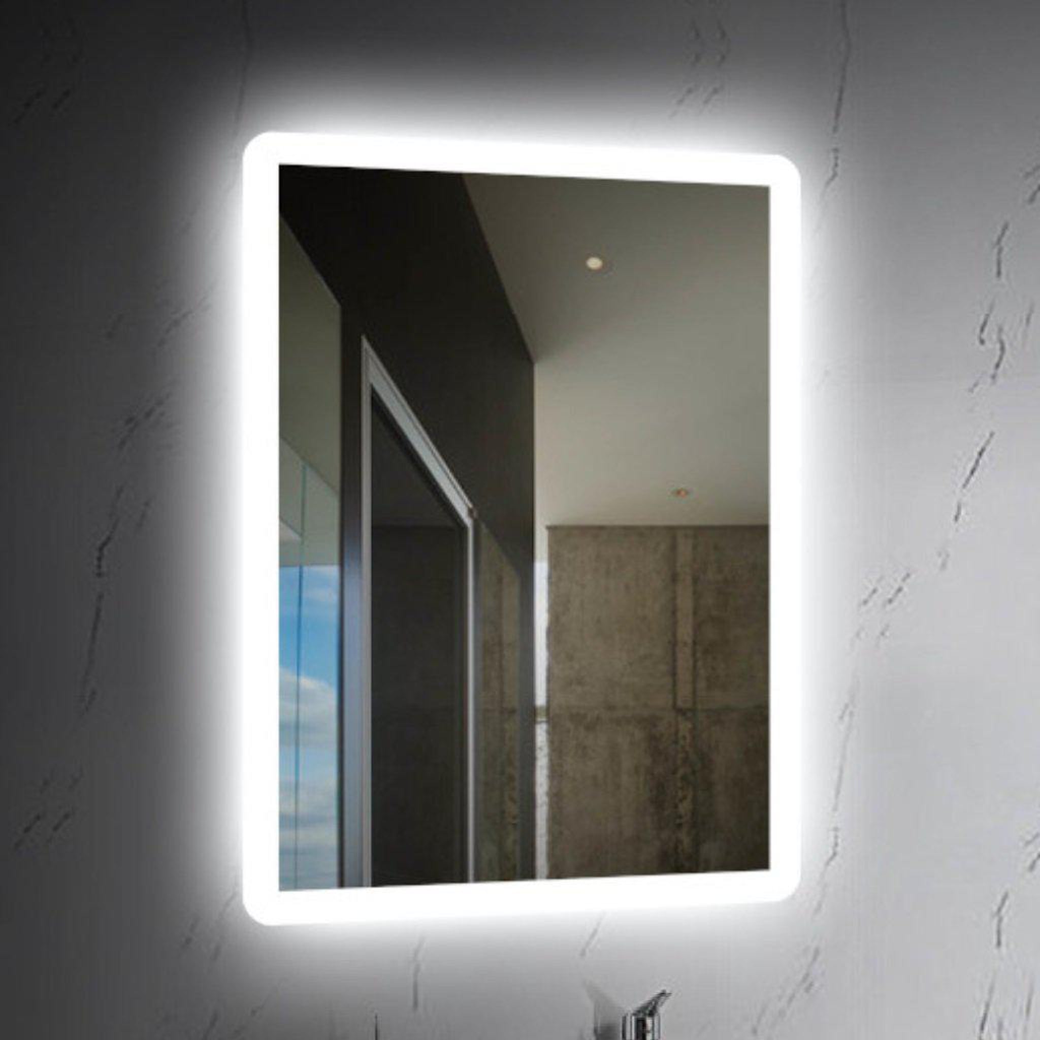 Lighted Impressions, Lighted Impressions Stratus 20" x 28" Rectangular Frameless Wall-Mounted LED Mirror With 3-Section Rocker Switch