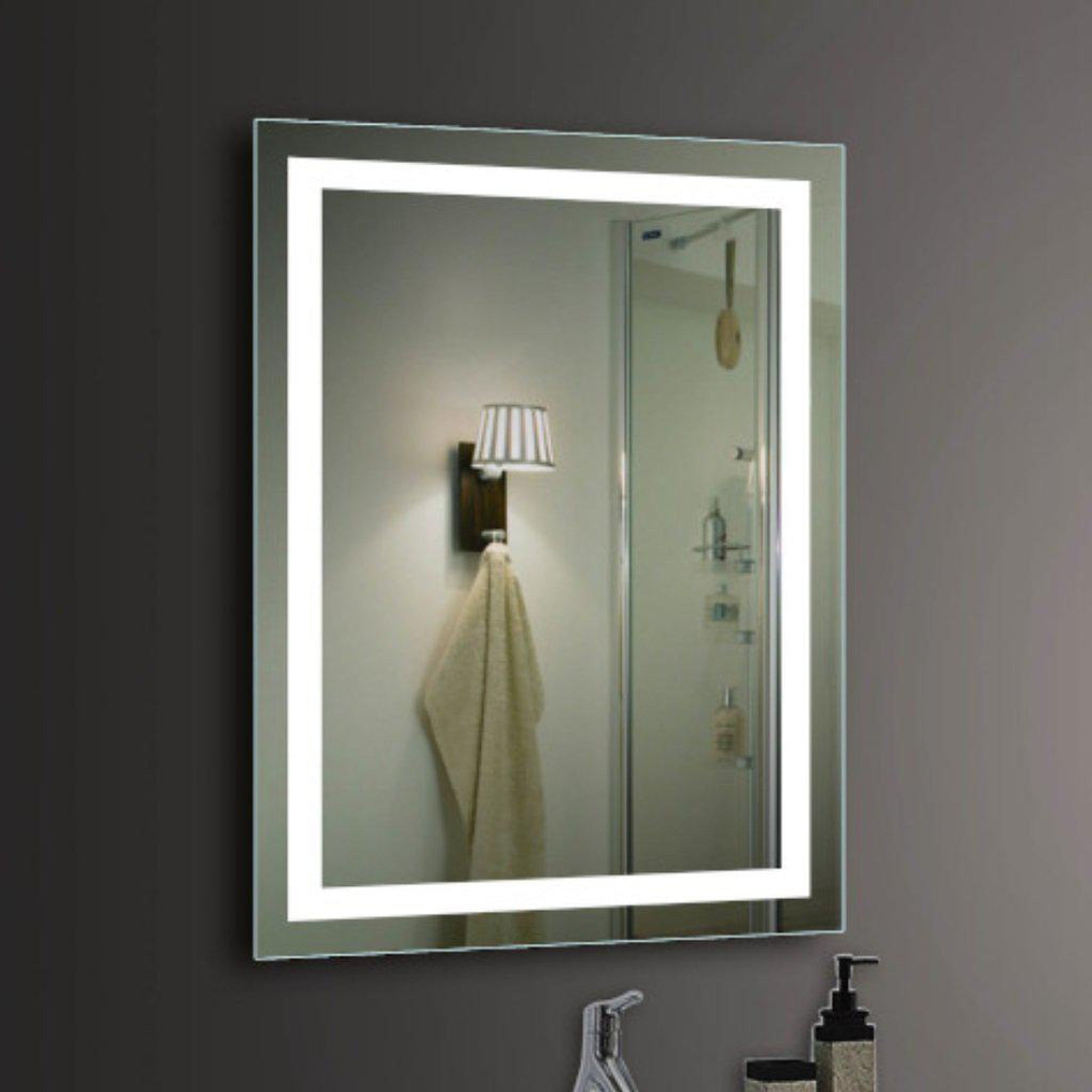 Lighted Impressions, Lighted Impressions Vero 20" x 28" Rectangular Frameless Wall-Mounted LED Mirror With 3-Section Rocker Switch