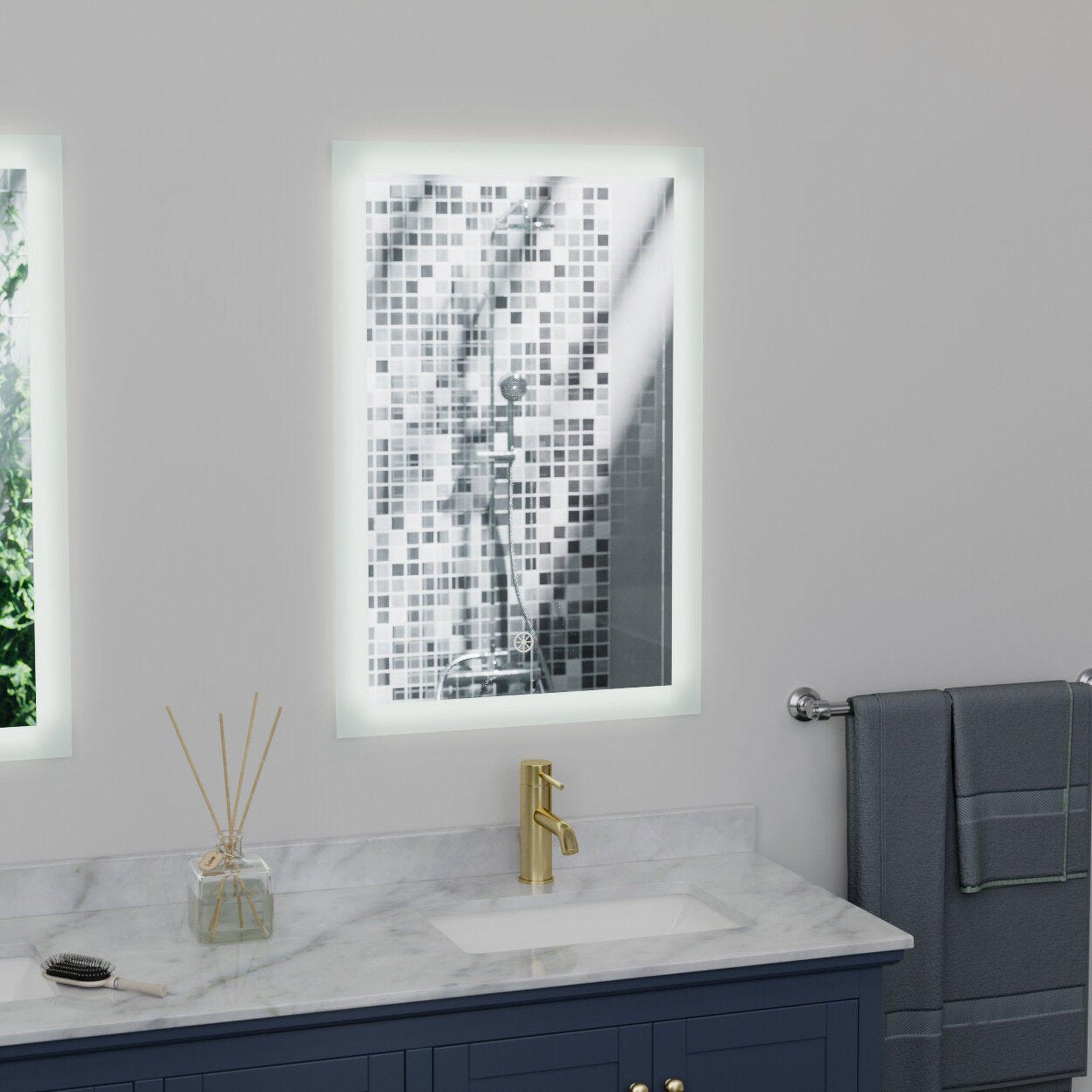 Luxaar, Luxaar Puralite 24" x 36" LED Wall-Mounted Backlit Vanity Mirror With Memory Dimmer