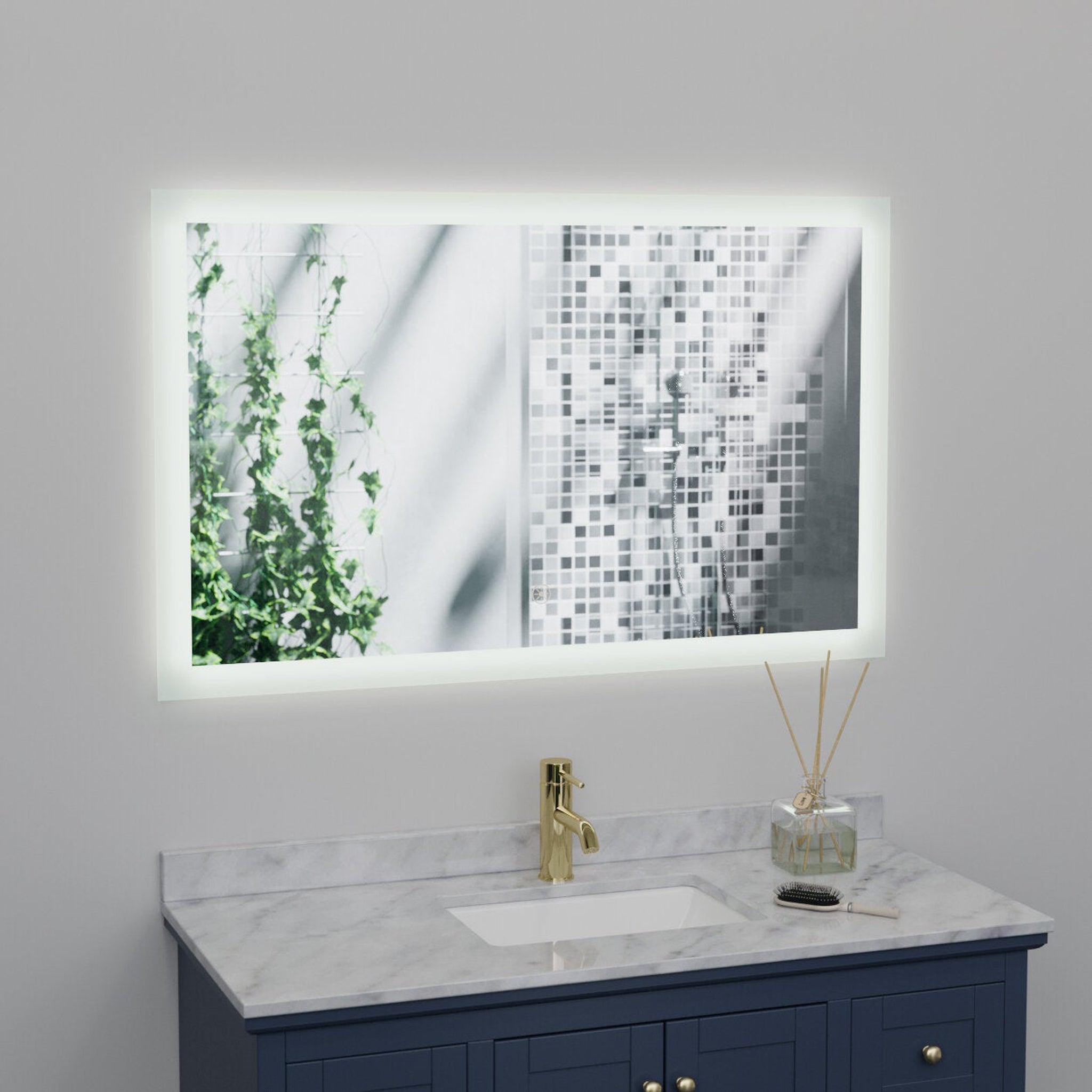 Luxaar, Luxaar Puralite 48" x 30" LED Wall-Mounted Backlit Vanity Mirror With Memory Dimmer