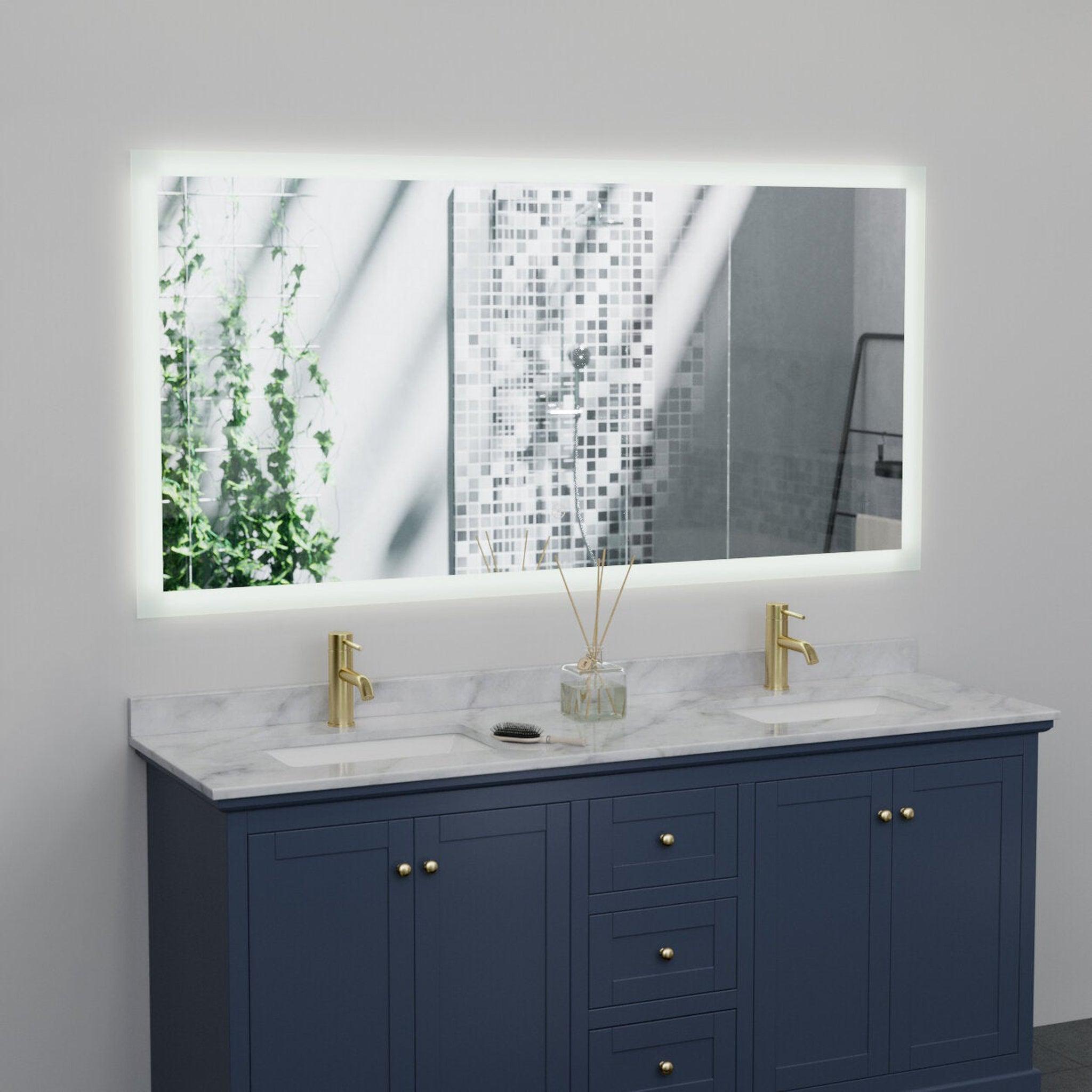 Luxaar, Luxaar Puralite 70" x 36" LED Wall-Mounted Backlit Vanity Mirror With Memory Dimmer