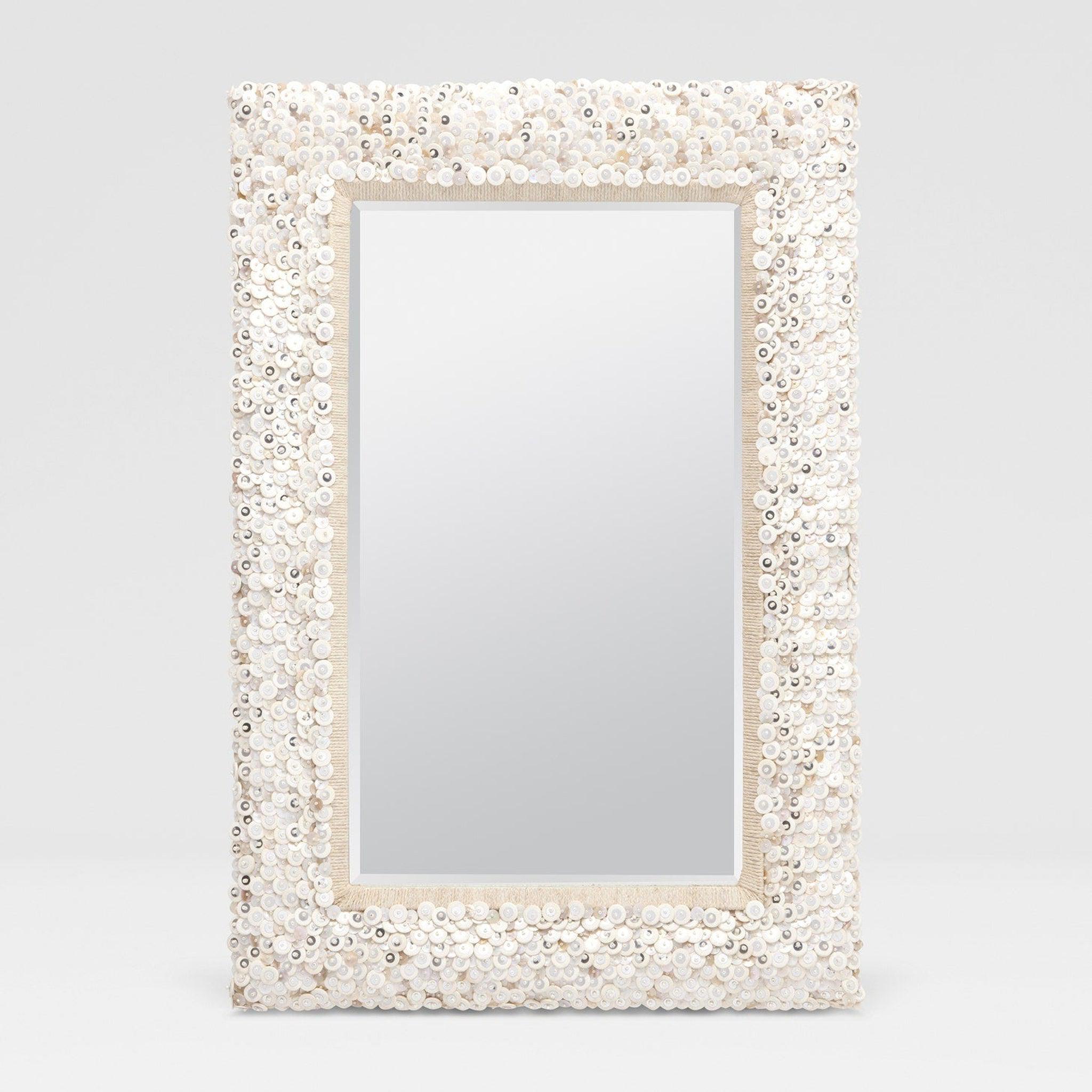 Made Goods, Made Goods Abigail 26" x 38" Rectangular Beige Mix Coco Beads Mirror