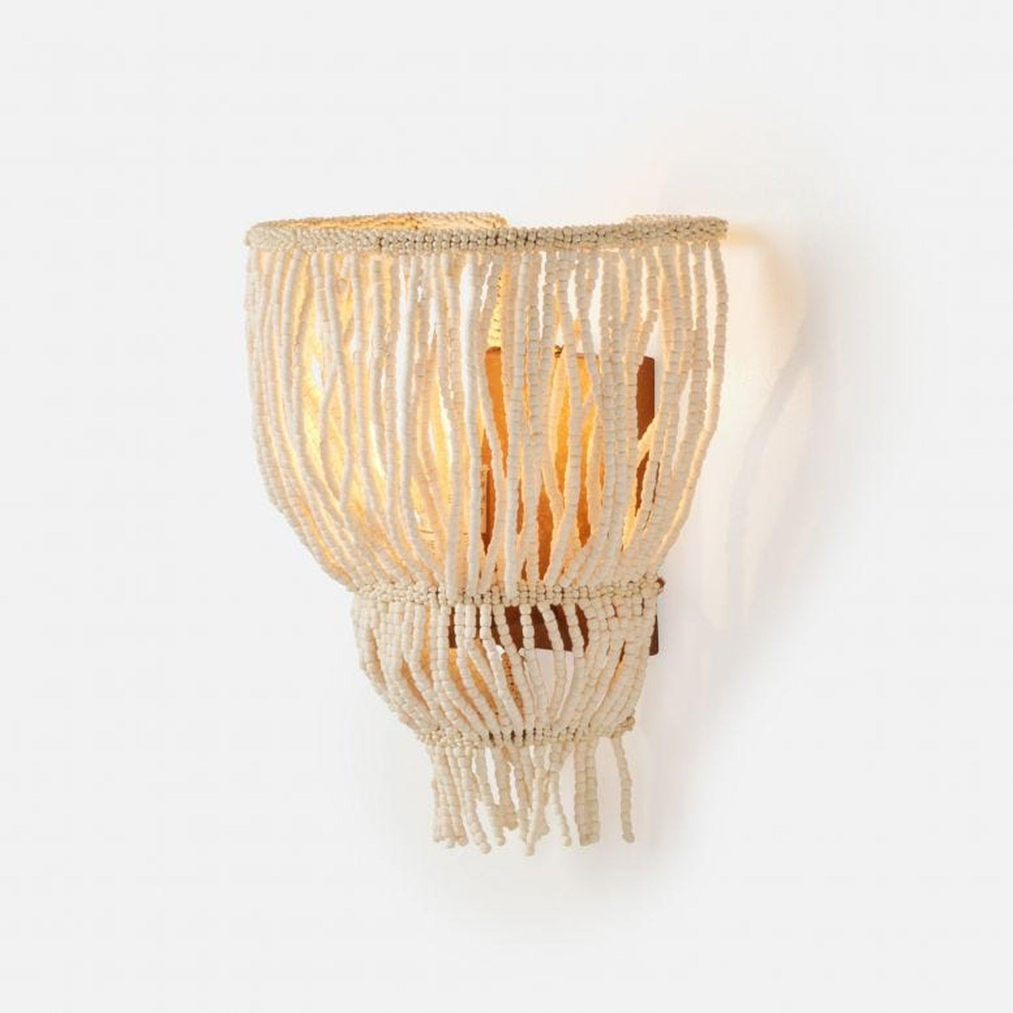 Made Goods, Made Goods Aida 8" 1-Light Natural Finish Sconce With Hand-Strung Coco Beads