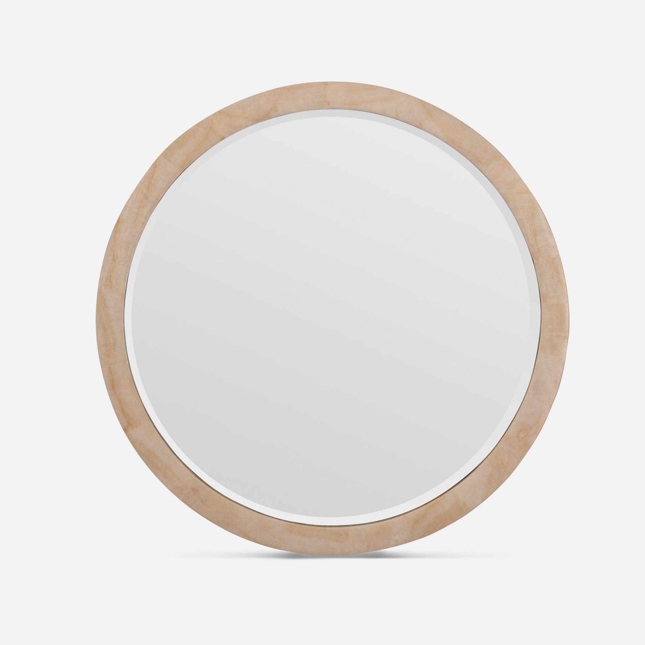 Made Goods, Made Goods Albert 28" Round Beige Crystal Stone Mirror