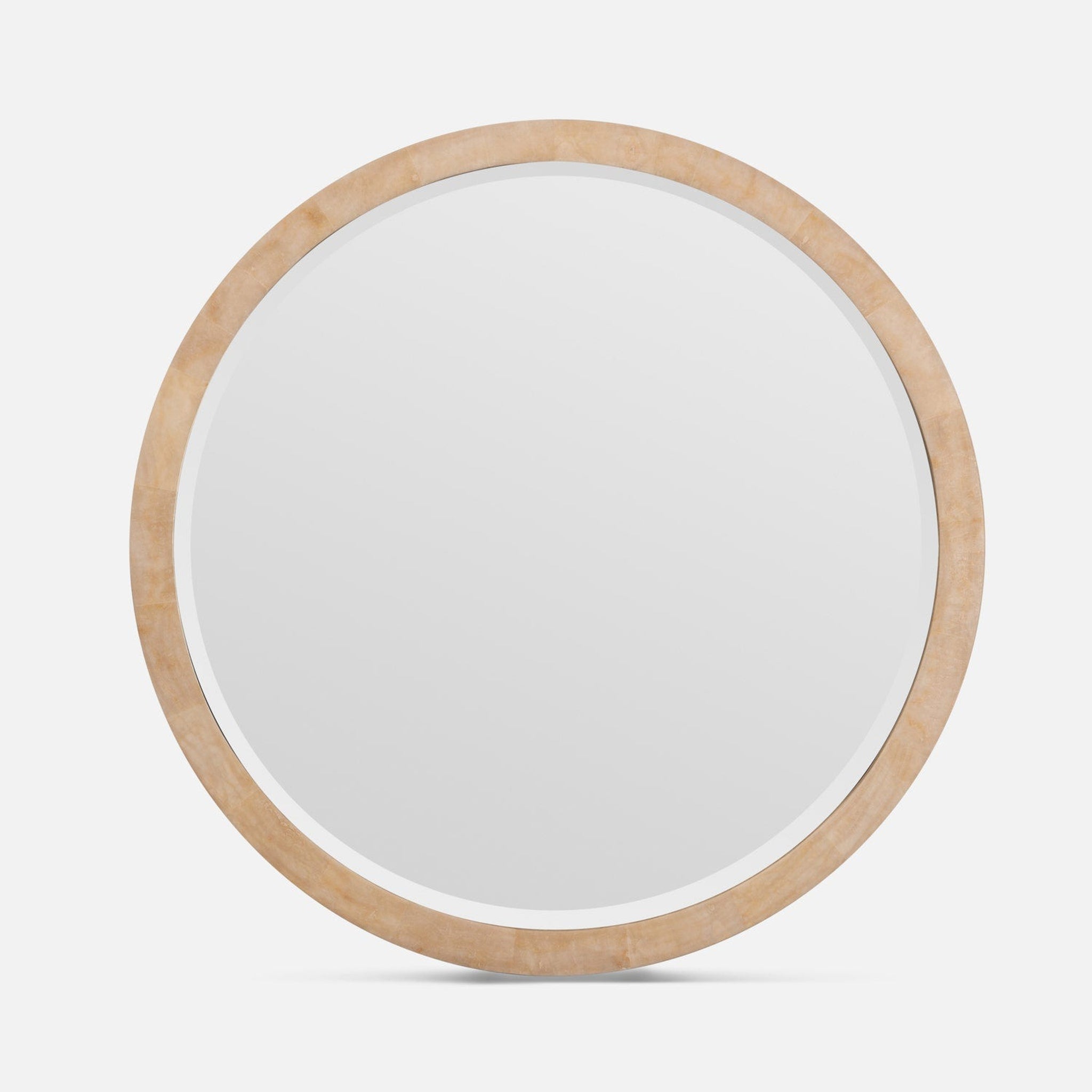 Made Goods, Made Goods Albert 32" Round Beige Crystal Stone Mirror