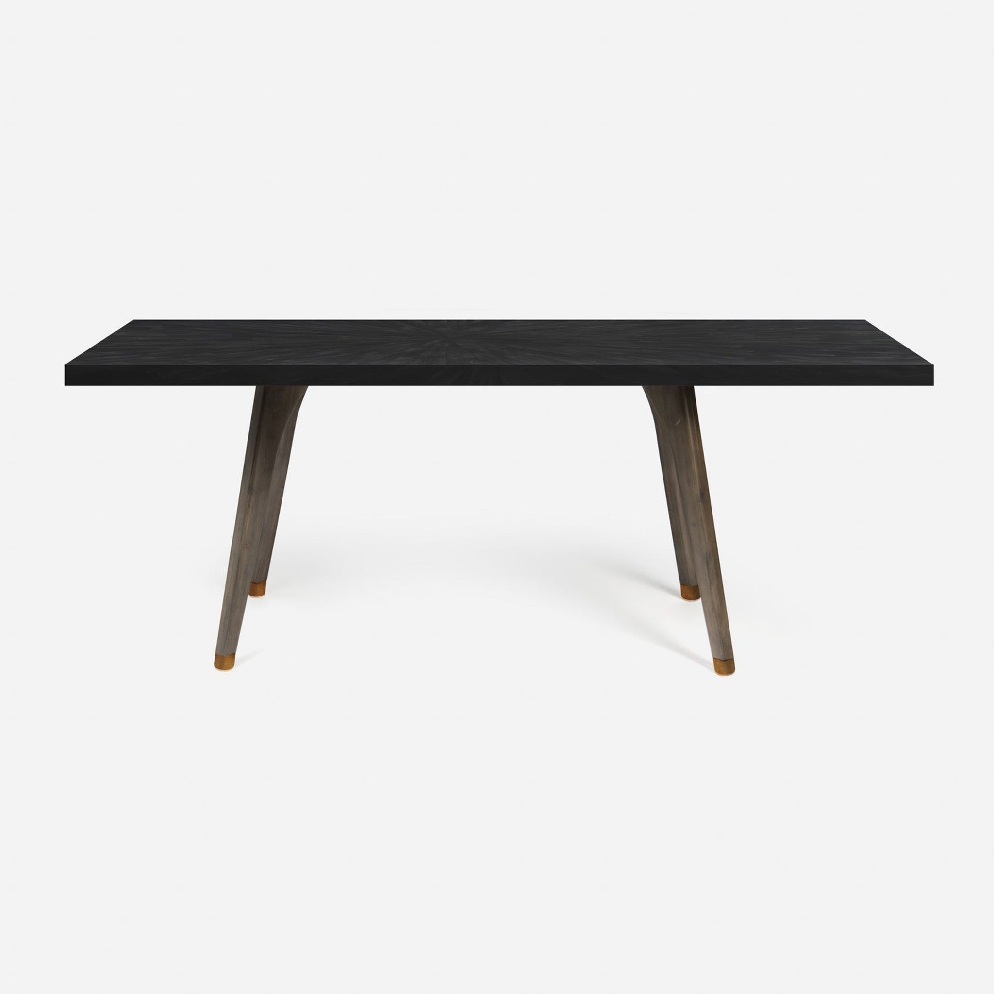 US Bath Store, Made Goods Alder 110" Gray Stained Oak Dinning Table With Rectangle Dark Faux Horn Table Top