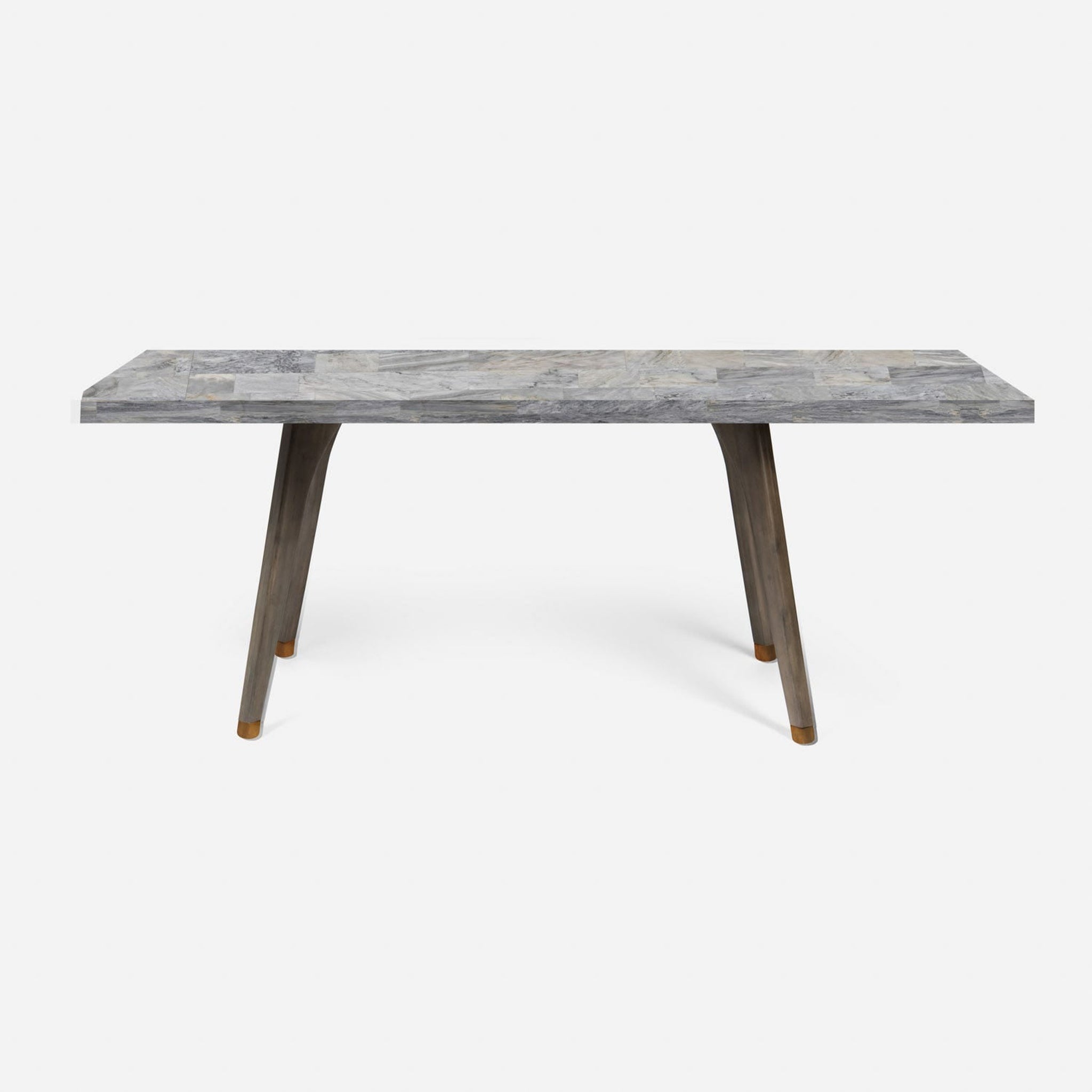 US Bath Store, Made Goods Alder 110" Gray Stained Oak Dinning Table With Rectangle Gray Romblon Stone Table Top