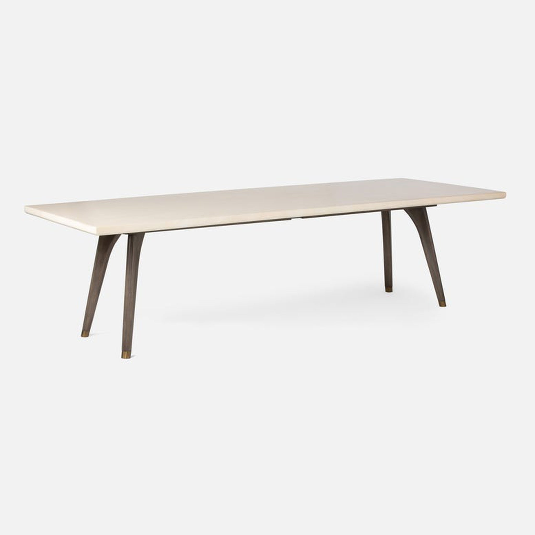 US Bath Store, Made Goods Alder 110" Gray Stained Oak Dinning Table With Rectangle Ivory Faux Horn Table Top