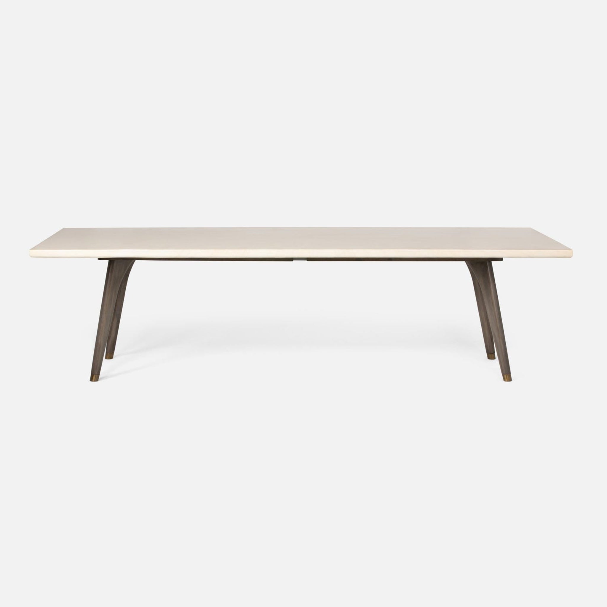 US Bath Store, Made Goods Alder 110" Gray Stained Oak Dinning Table With Rectangle Ivory Faux Horn Table Top