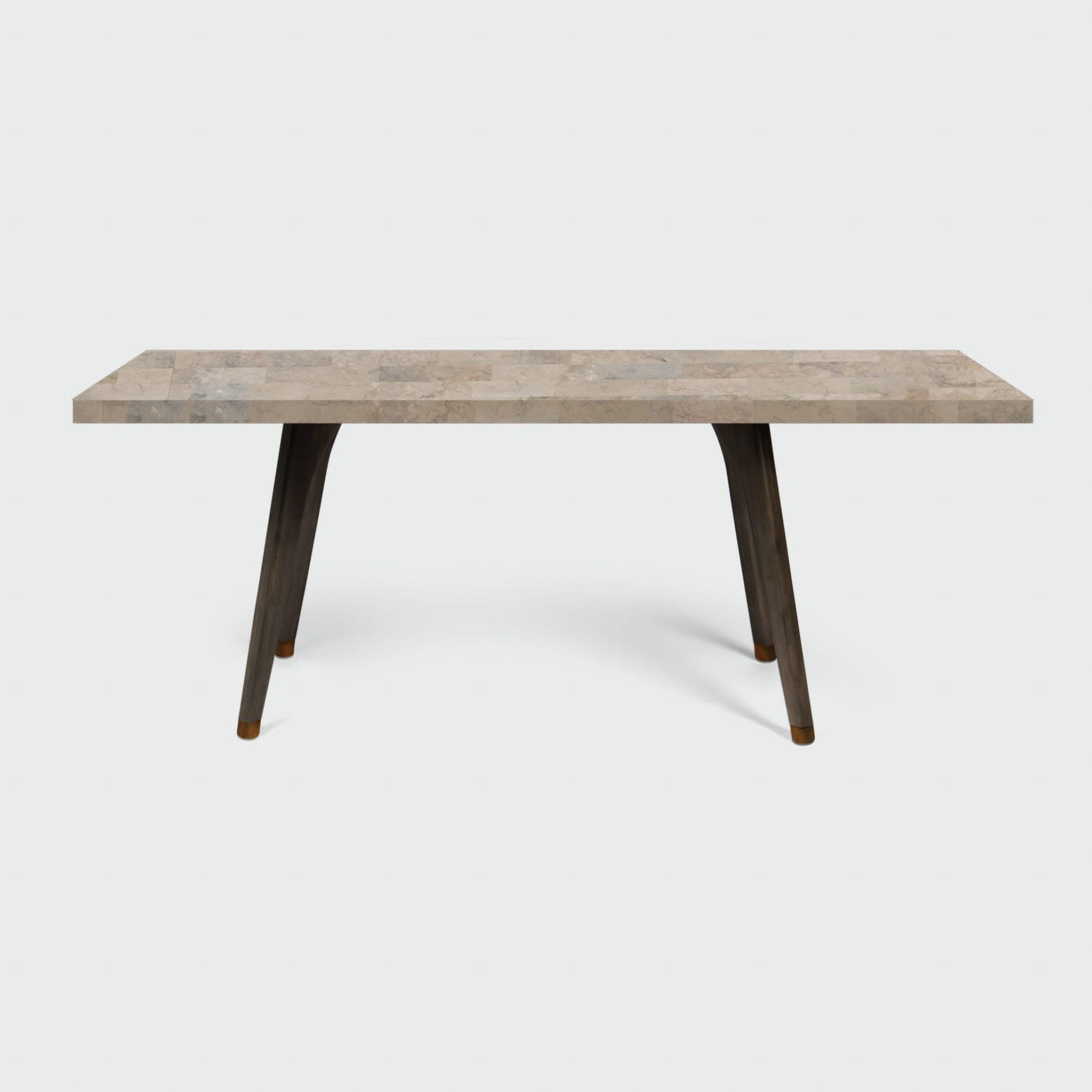 US Bath Store, Made Goods Alder 110" Gray Stained Oak Dinning Table With Rectangle Warm Gray Marble Table Top