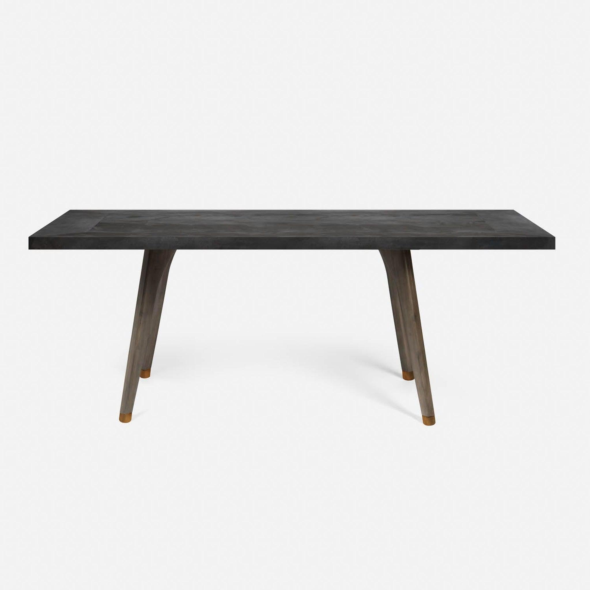 US Bath Store, Made Goods Alder 110" Gray Stained Oak Dinning Table With Rectangle Zinc Metal Table Top