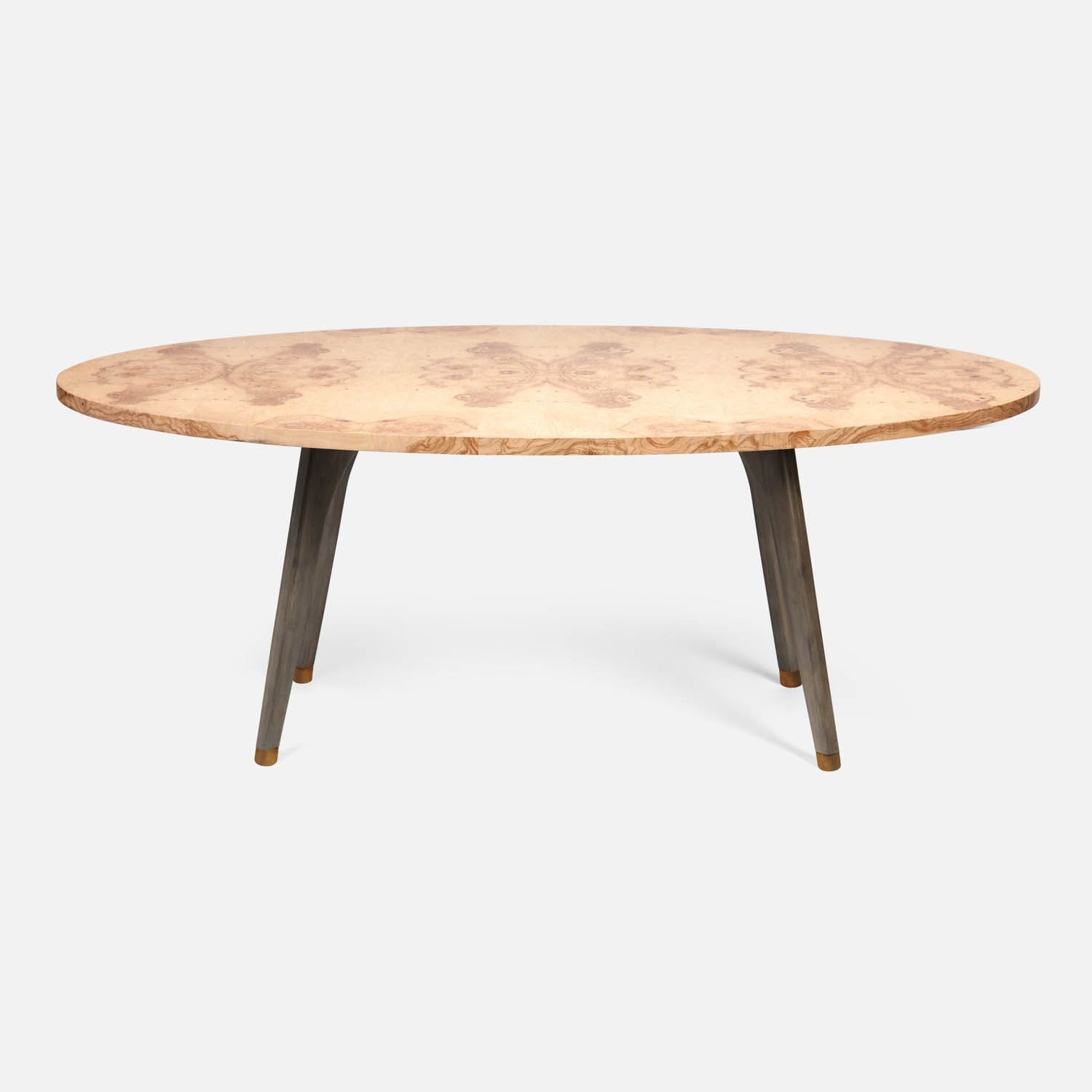 US Bath Store, Made Goods Alder 72" Gray Stained Oak Dinning Table With Oval Olive Ash Veneer Table Top