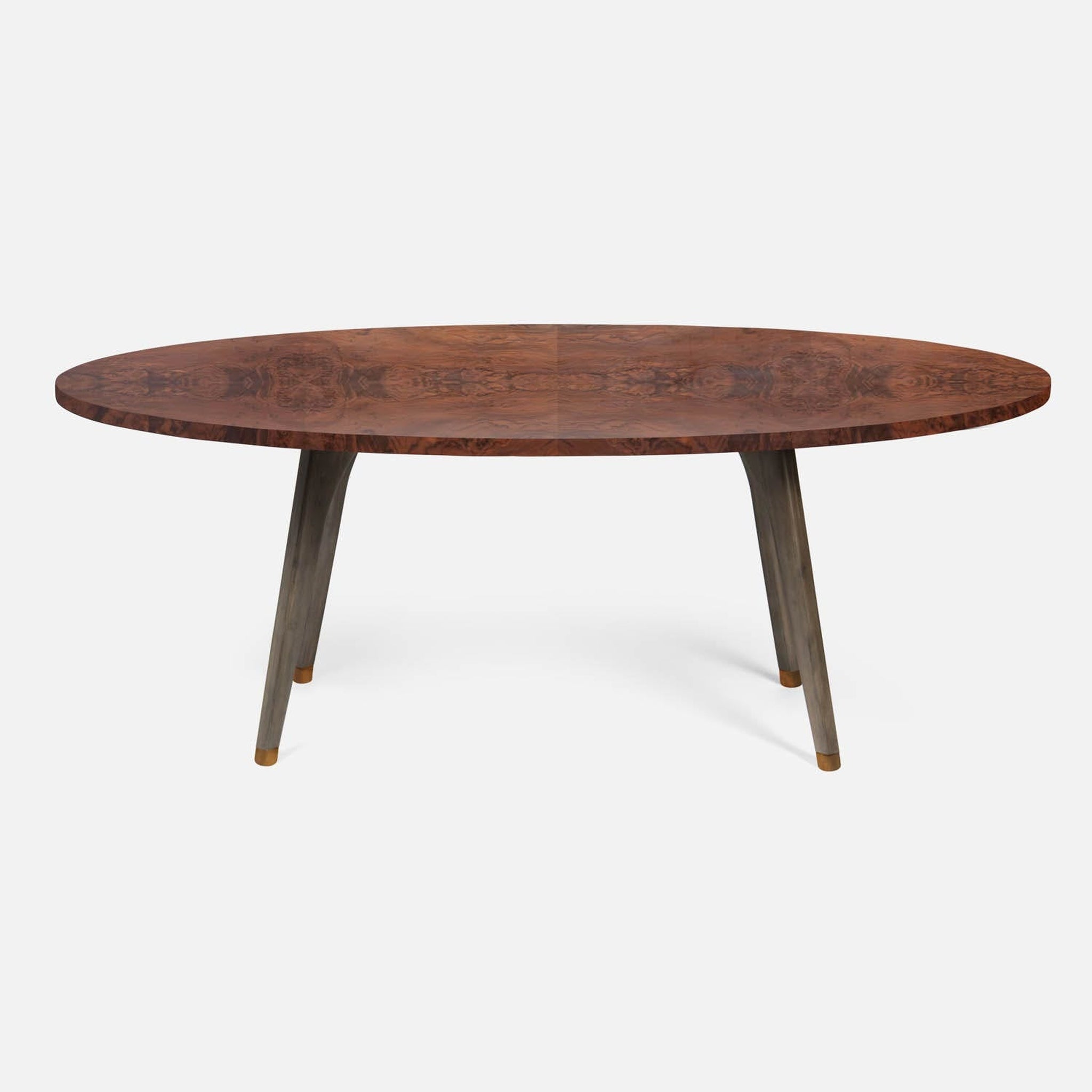 US Bath Store, Made Goods Alder 72" Gray Stained Oak Dinning Table With Oval Walnut Veneer Table Top