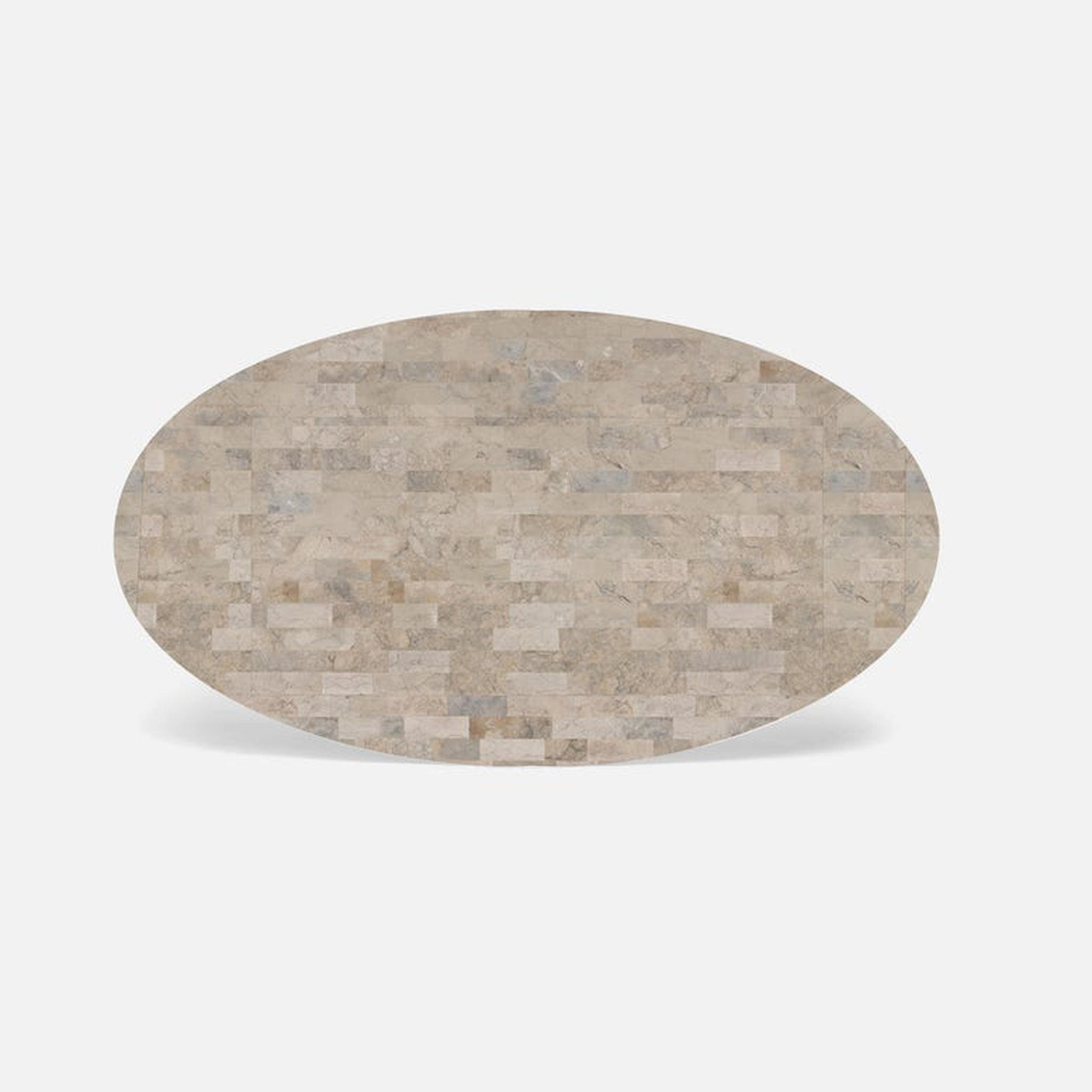 US Bath Store, Made Goods Alder 72" Gray Stained Oak Dinning Table With Oval Warm Gray Marble Table Top