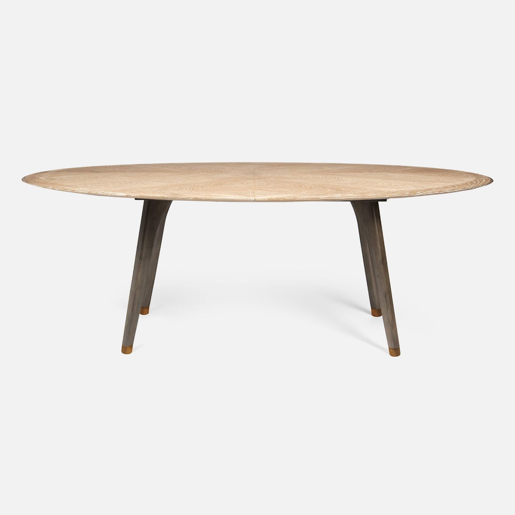 US Bath Store, Made Goods Alder 72" Gray Stained Oak Dinning Table With Oval White Cerused Oak Table Top