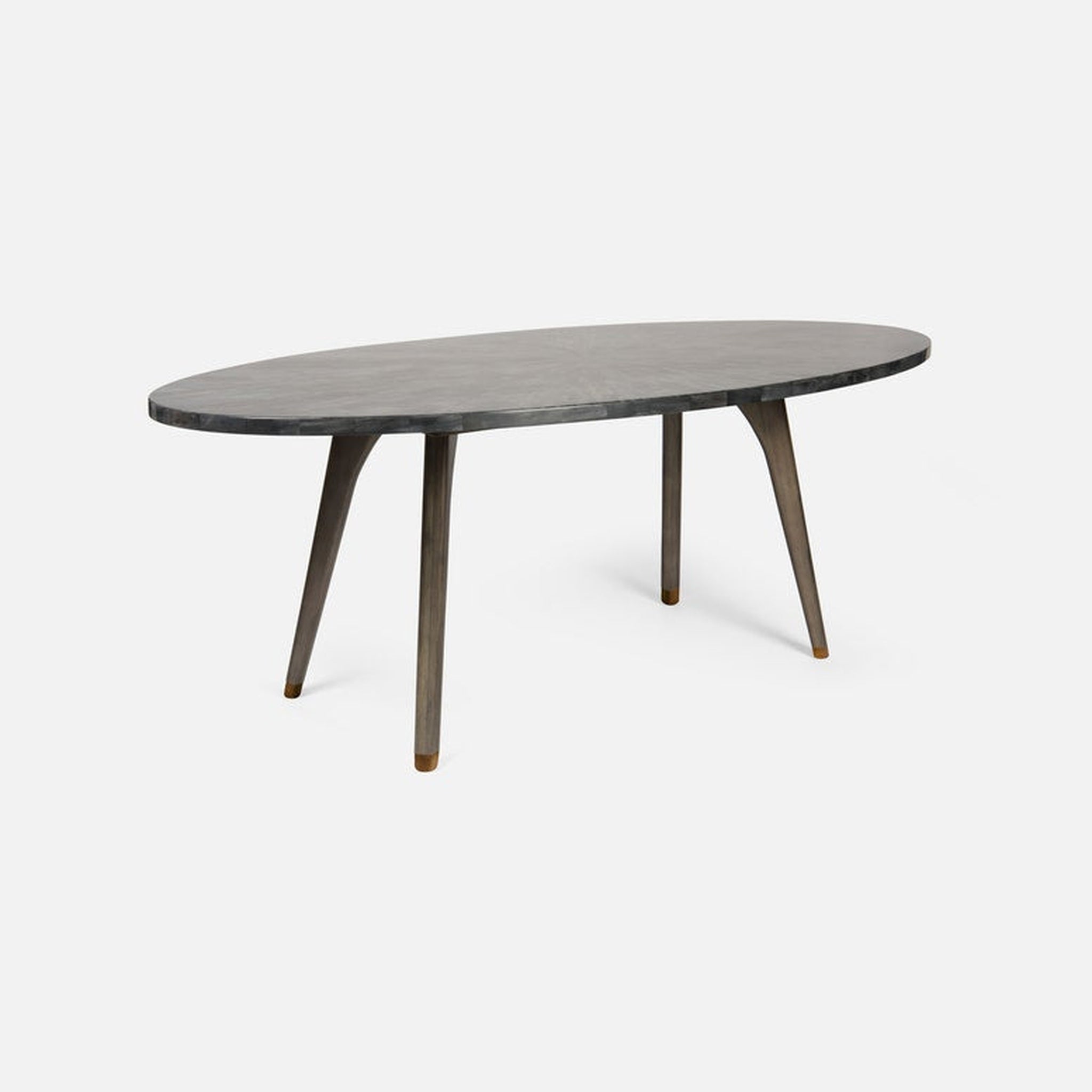 US Bath Store, Made Goods Alder 84" Gray Stained Oak Dinning Table With Oval Dark Faux Horn Table Top