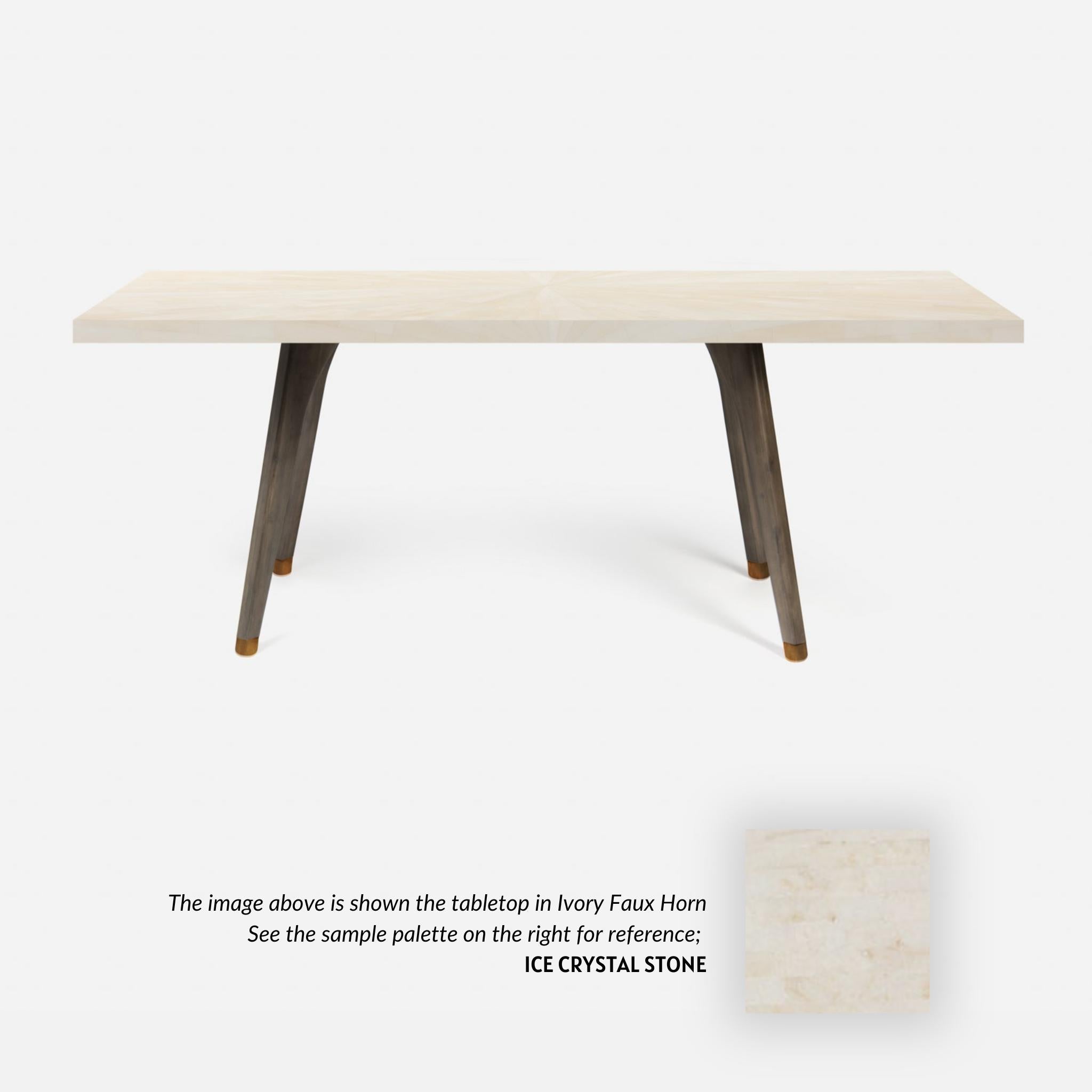 US Bath Store, Made Goods Alder 88" Gray Stained Oak Dinning Table With Rectangle Ice Crystal Stone Table Top