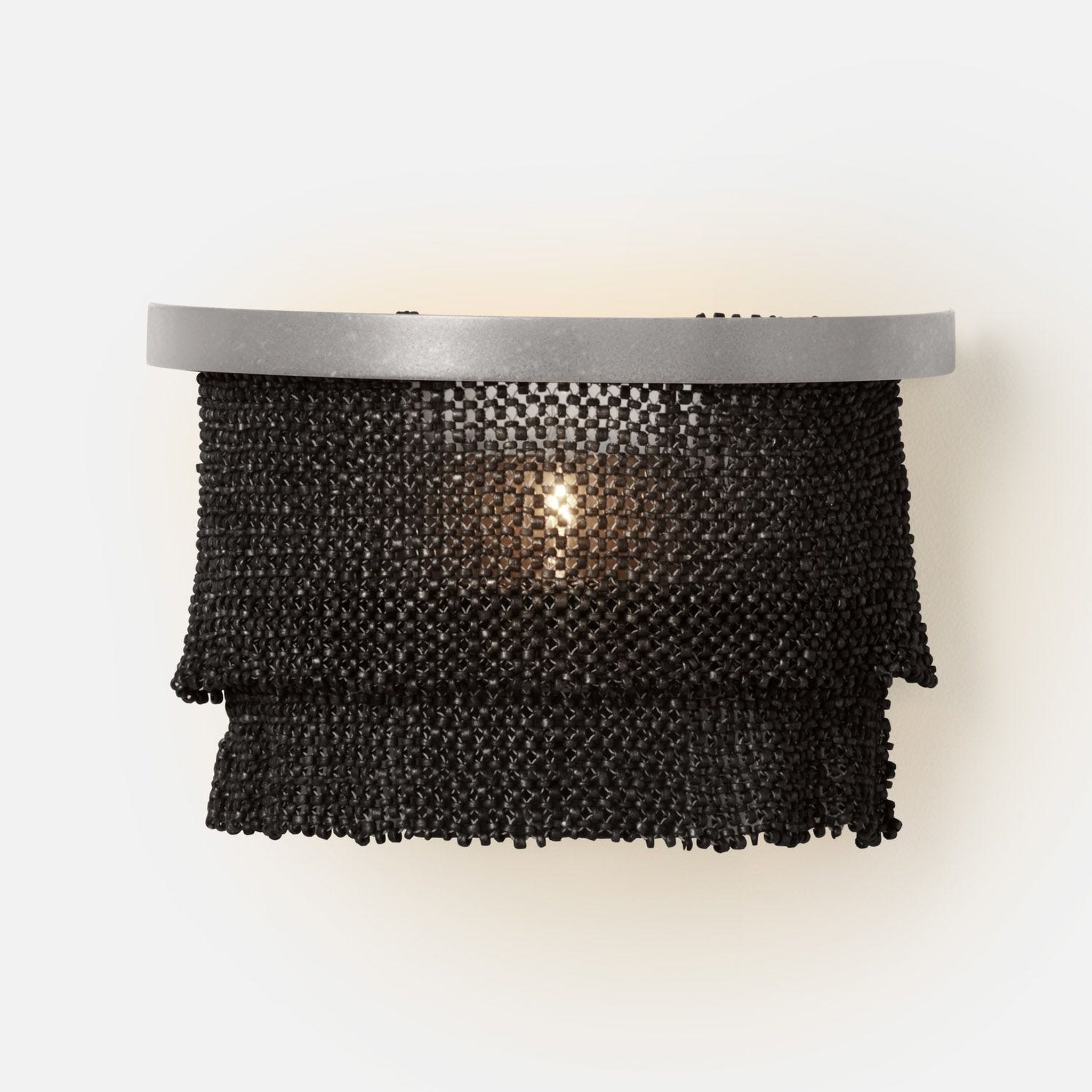 Made Goods, Made Goods Patricia 12" 1-Light Silver Metal Sconce with Tightly Woven Black Coco Beads