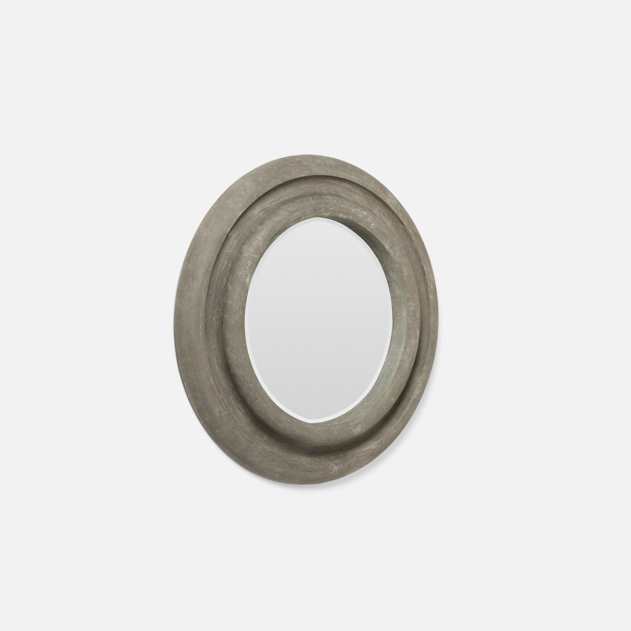 Made Goods, Made Goods Simone 40" Round Raw Gray Cast Stone Mirror