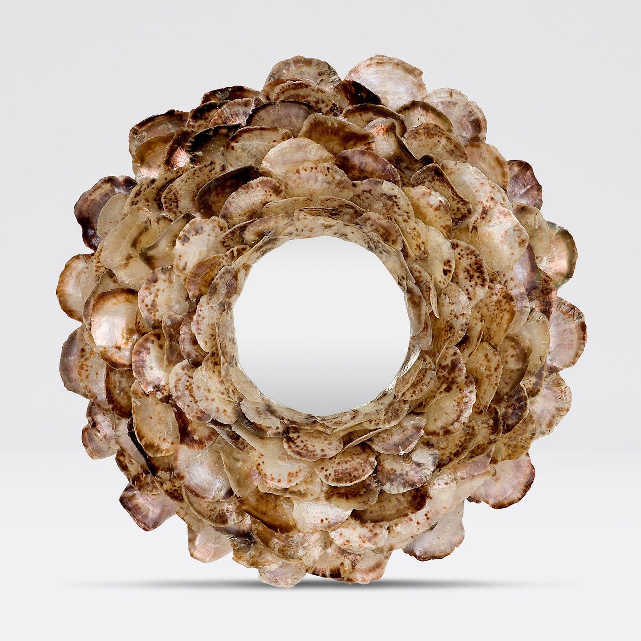 Made Goods, Made Goods Venus 45" Round Natural Saddle Oyster Shell Mirror