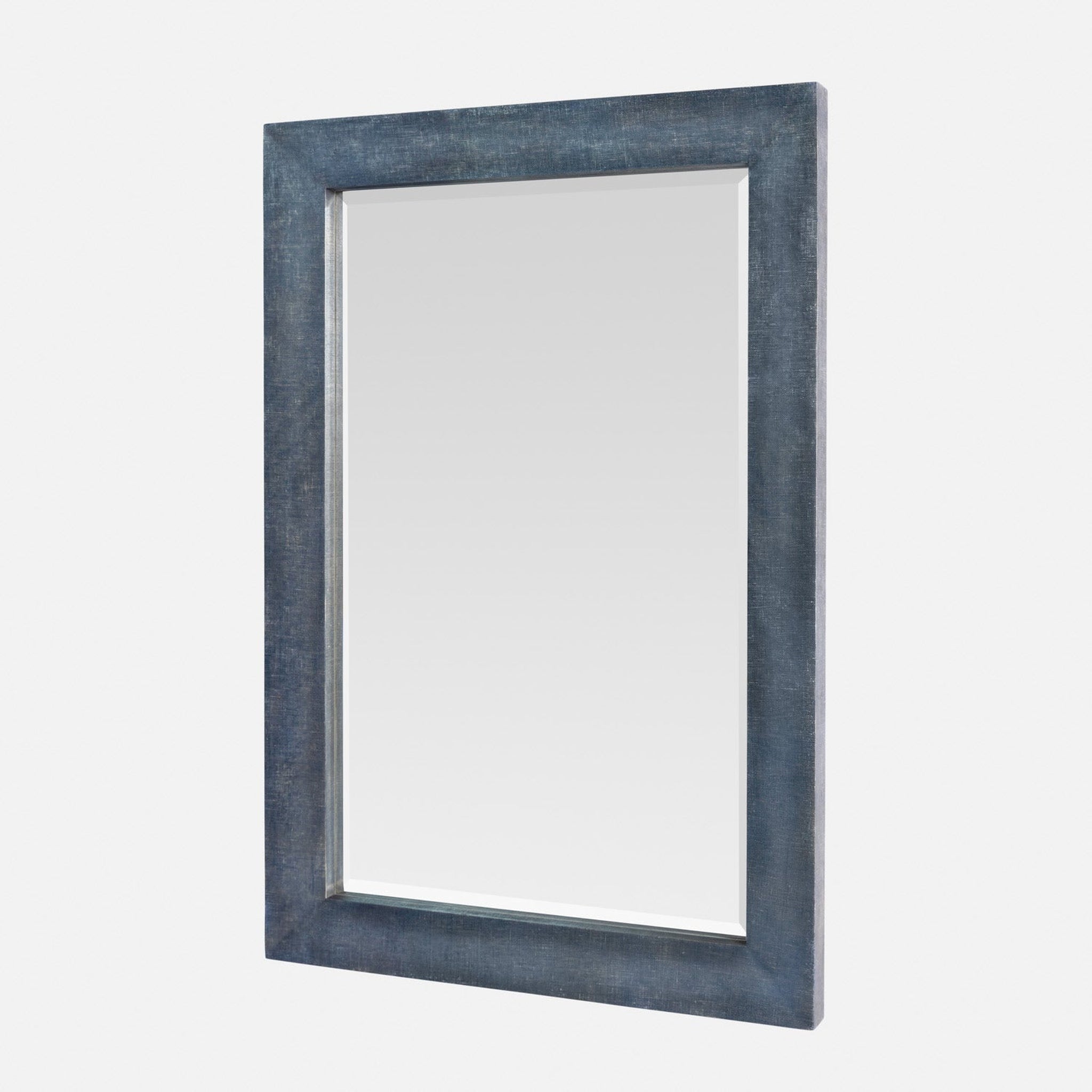 Made Goods, Made Goods Zelina 26" x 38" Rectangle Metallic Denim Faux Linen Mirror