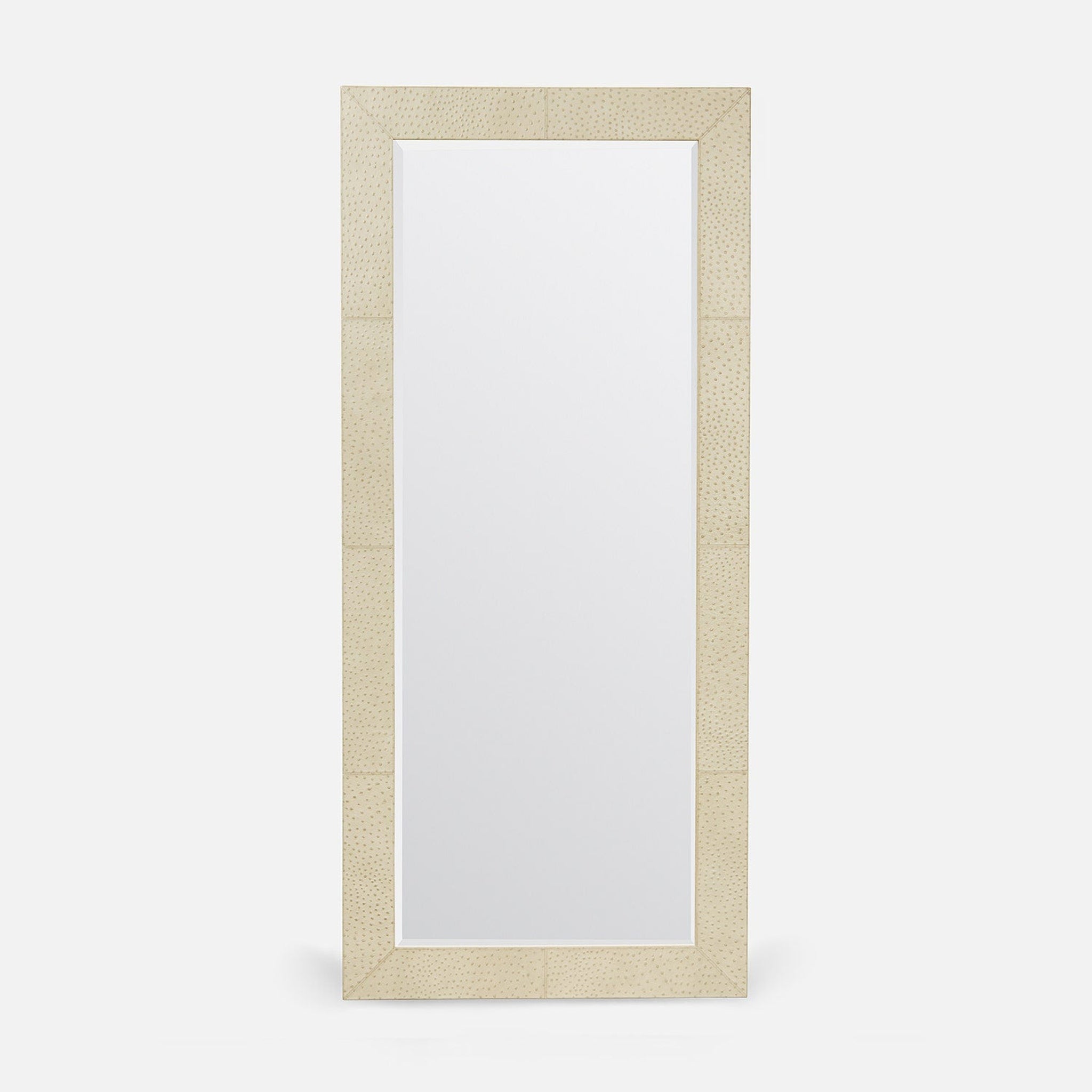 Made Goods, Made Goods Zsa Zsa 32" x 72" Rectangle Cream Ostrich Full-Grain Leather Mirror