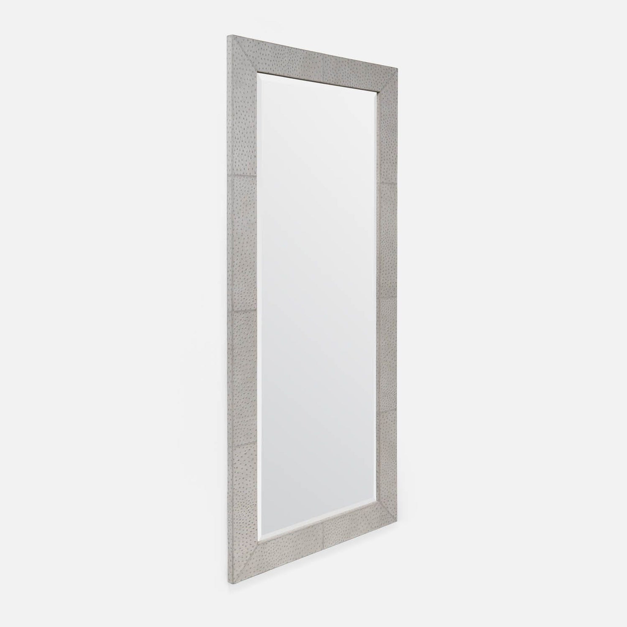 Made Goods, Made Goods Zsa Zsa 32" x 72" Rectangle Gray Ostrich Full-Grain Leather Mirror