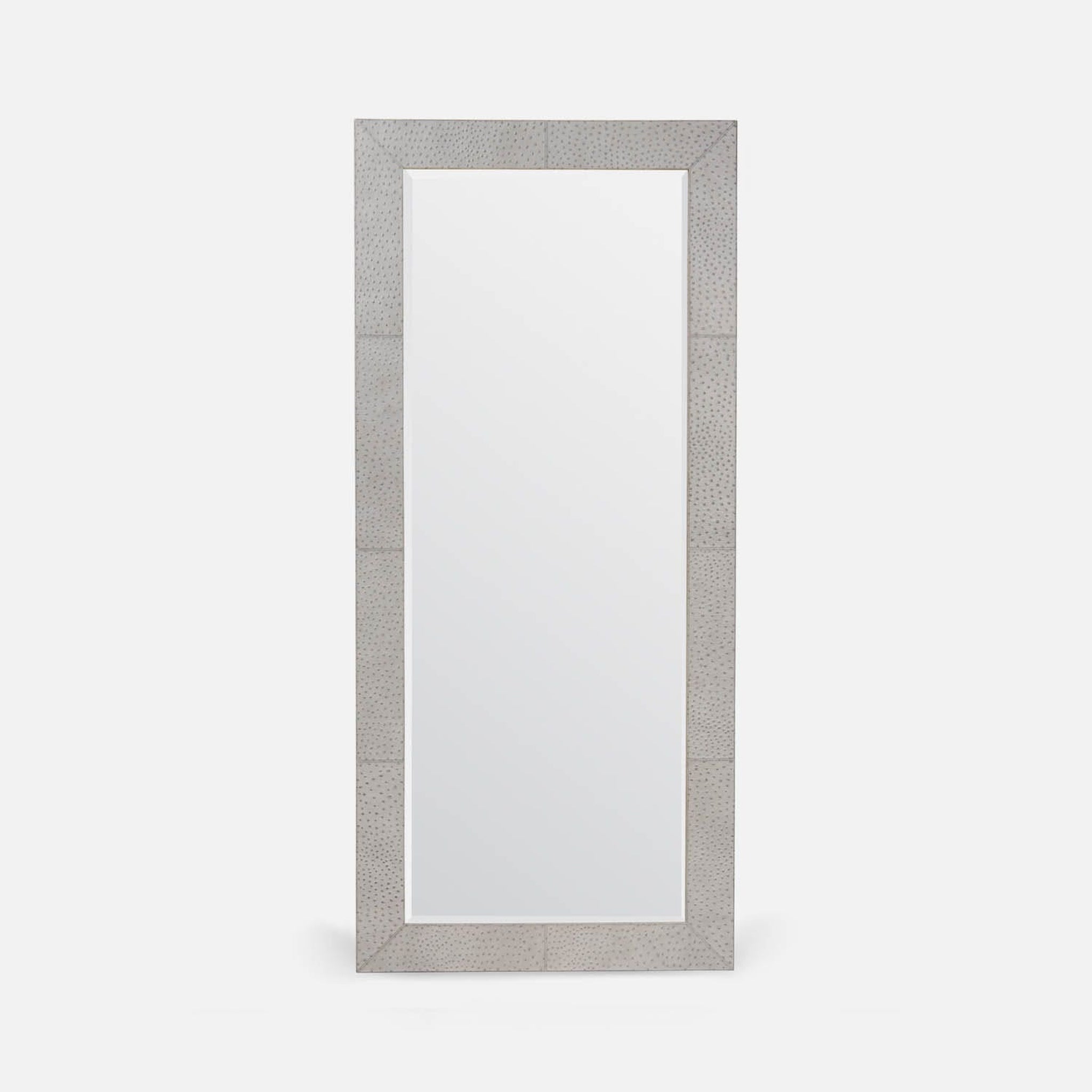 Made Goods, Made Goods Zsa Zsa 32" x 72" Rectangle Gray Ostrich Full-Grain Leather Mirror