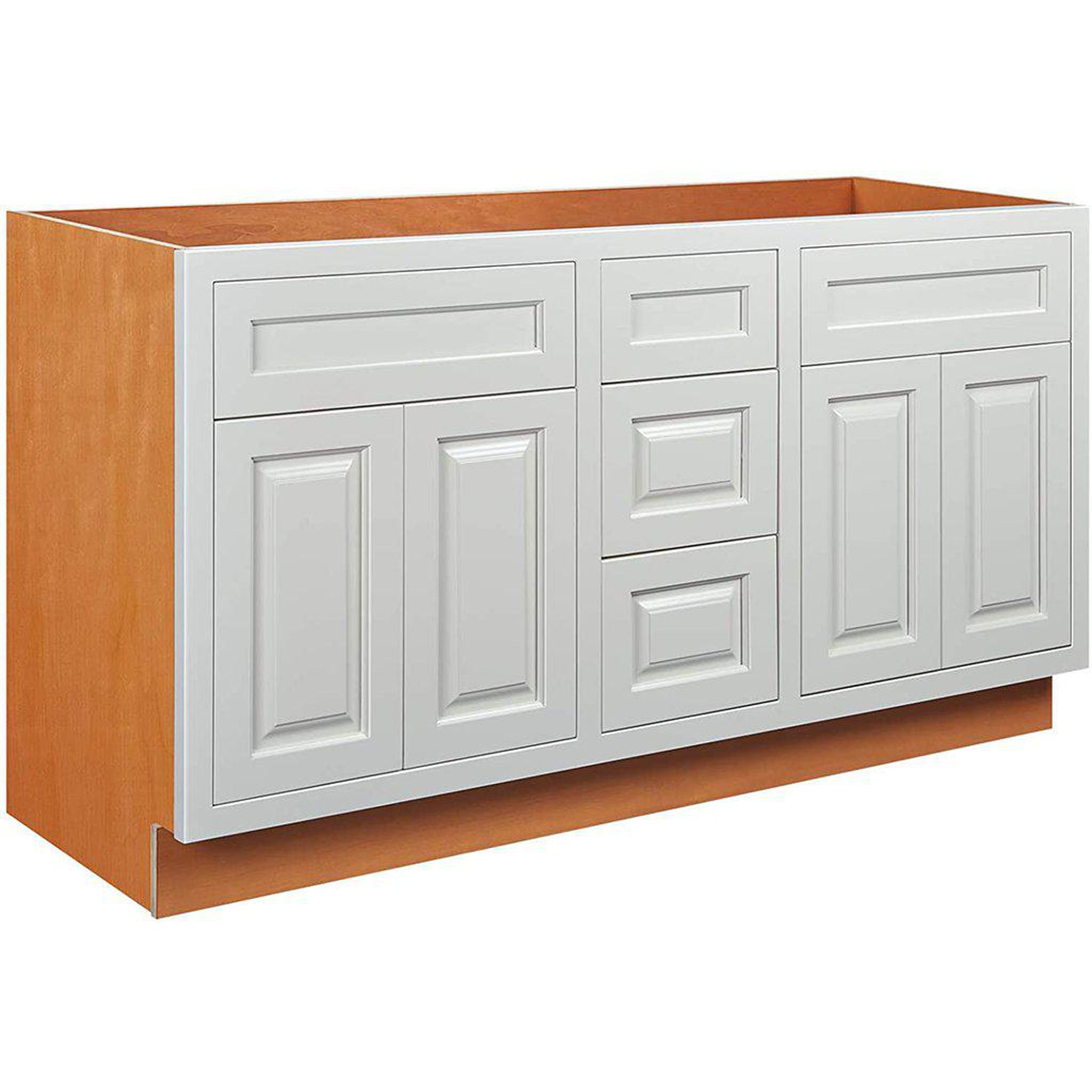 Maplevilles Cabinetry, Maplevilles Cabinetry Shaker Inset 60" Ready to Assemble Double Vanity Sink Base Cabinet in Vintage White