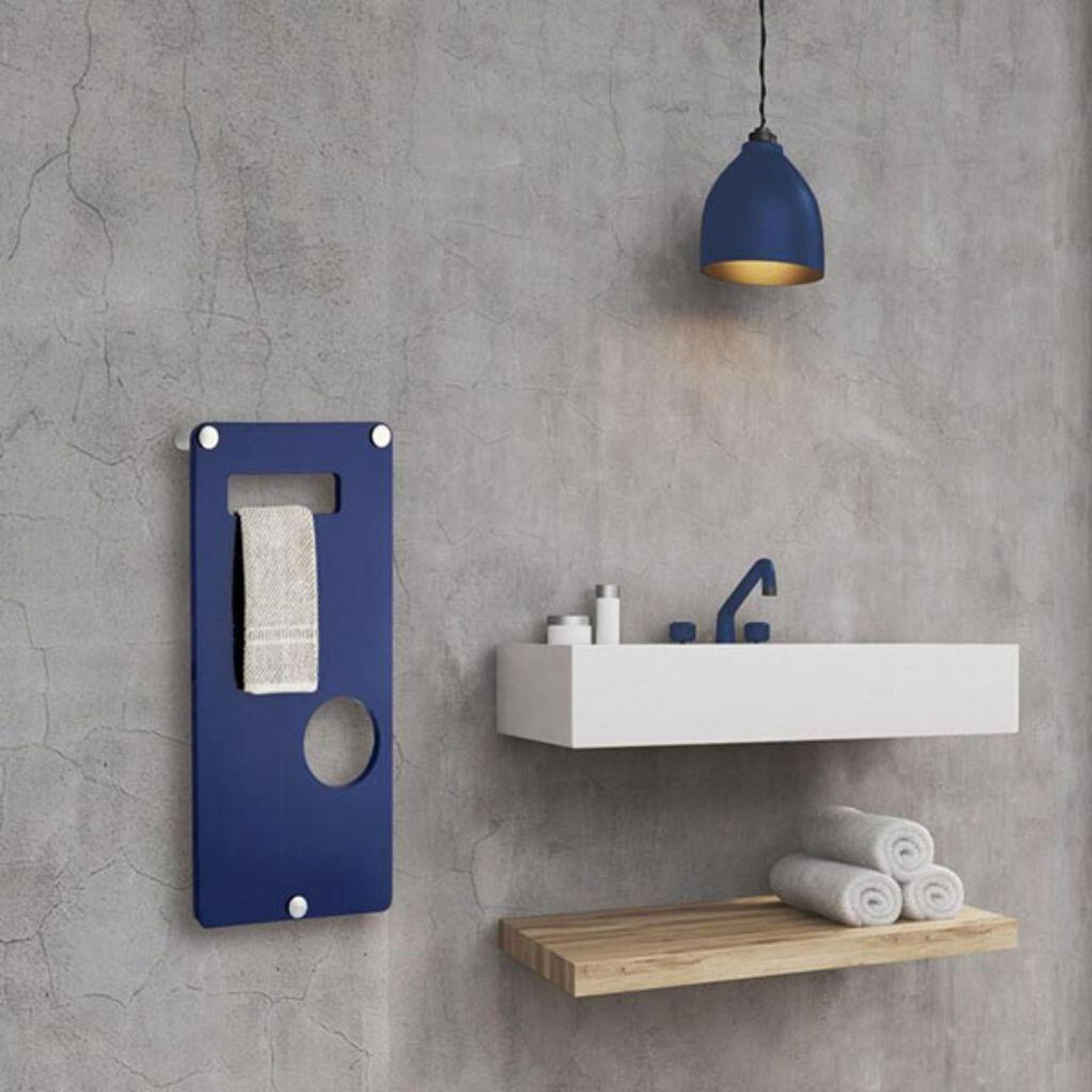 Maya Bath, Maya Bath Aldemo 12" x 25" Blue Ceramic Wall-Mounted Hardwired Electric Towel Warmer