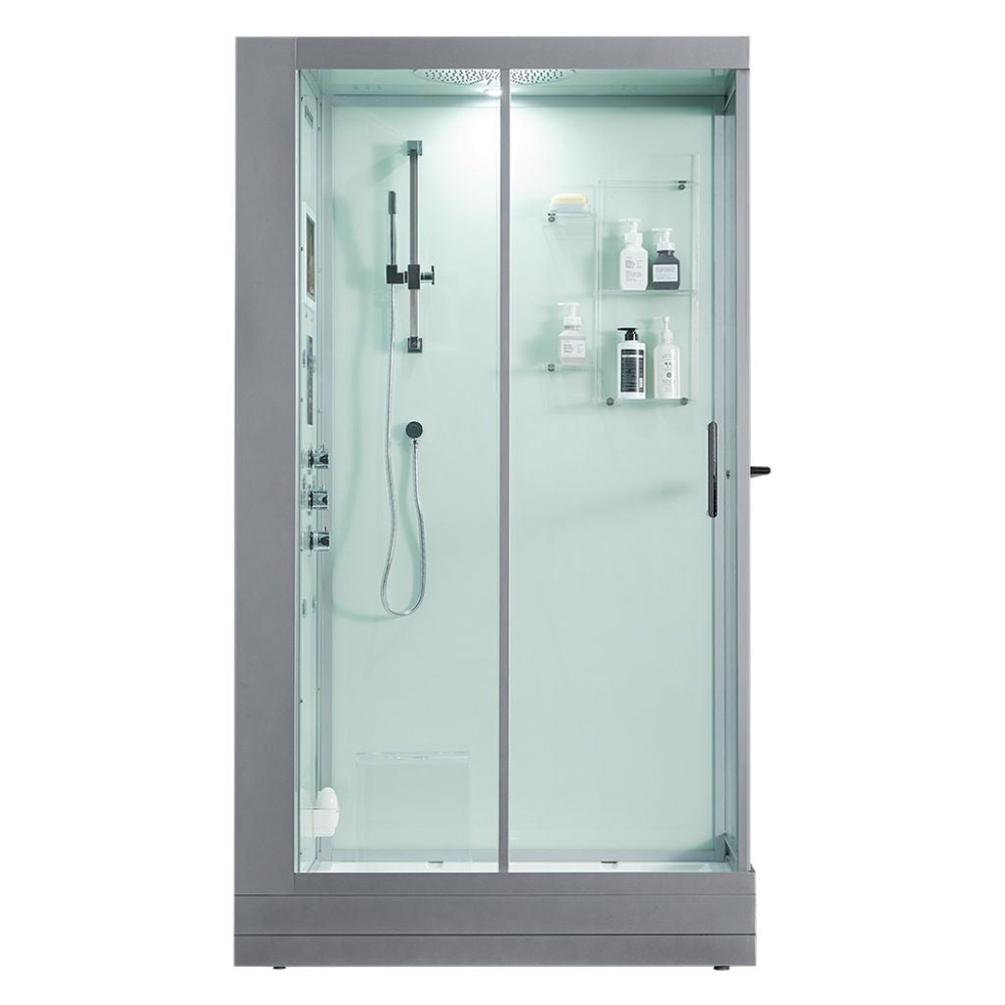 Maya Bath, Maya Bath Platinum Lucca 47" x 33" x 88" 6-Jet Rectangle White Computerized Steam Shower Massage Bathtub With Sliding Door in Left Position