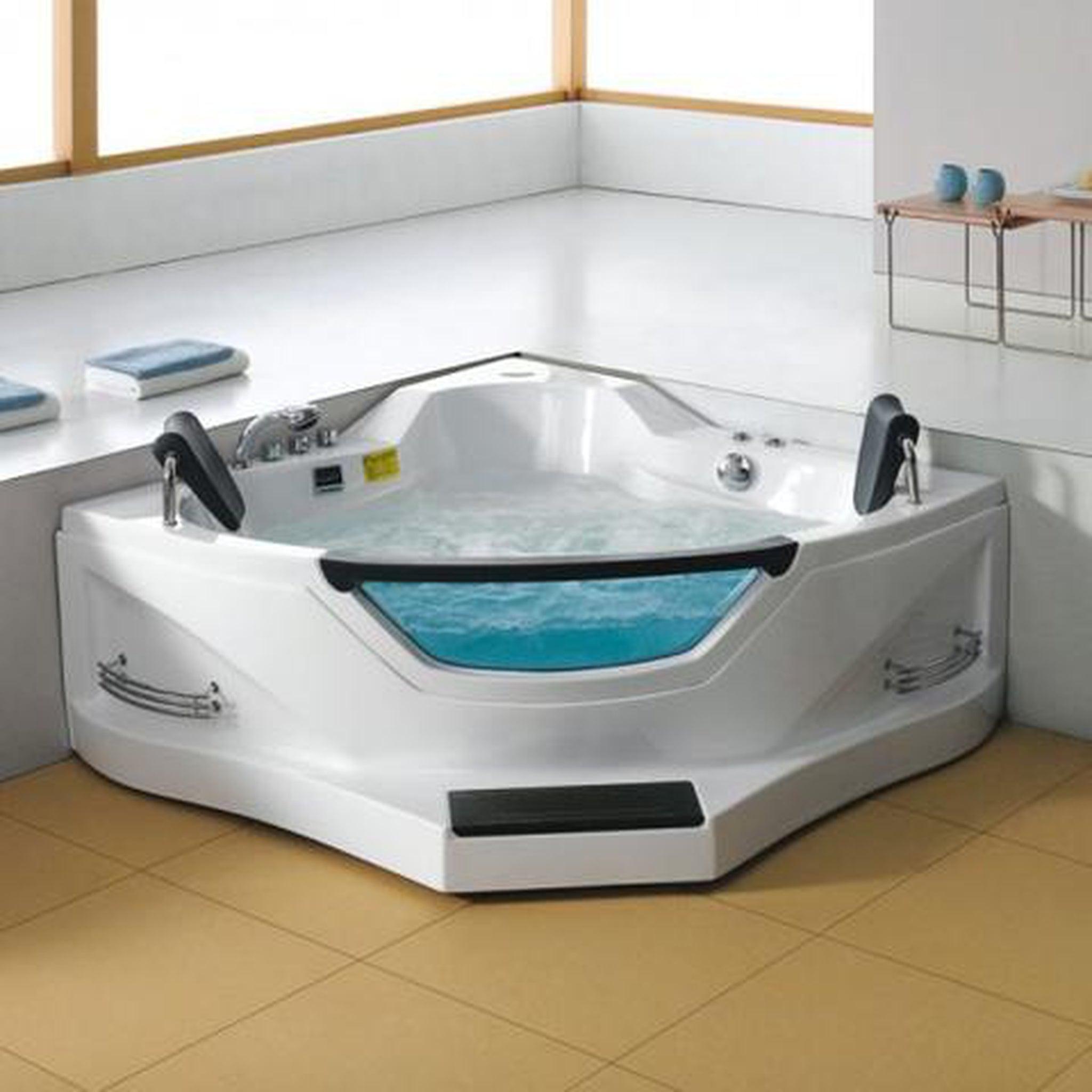 Mesa, Mesa 60" x 60" x 27" Two Person Corner Whirlpool Air Bathtub With 8 Whirlpool Jets, 8 Air Jets and Dual Adjustable Head Rests