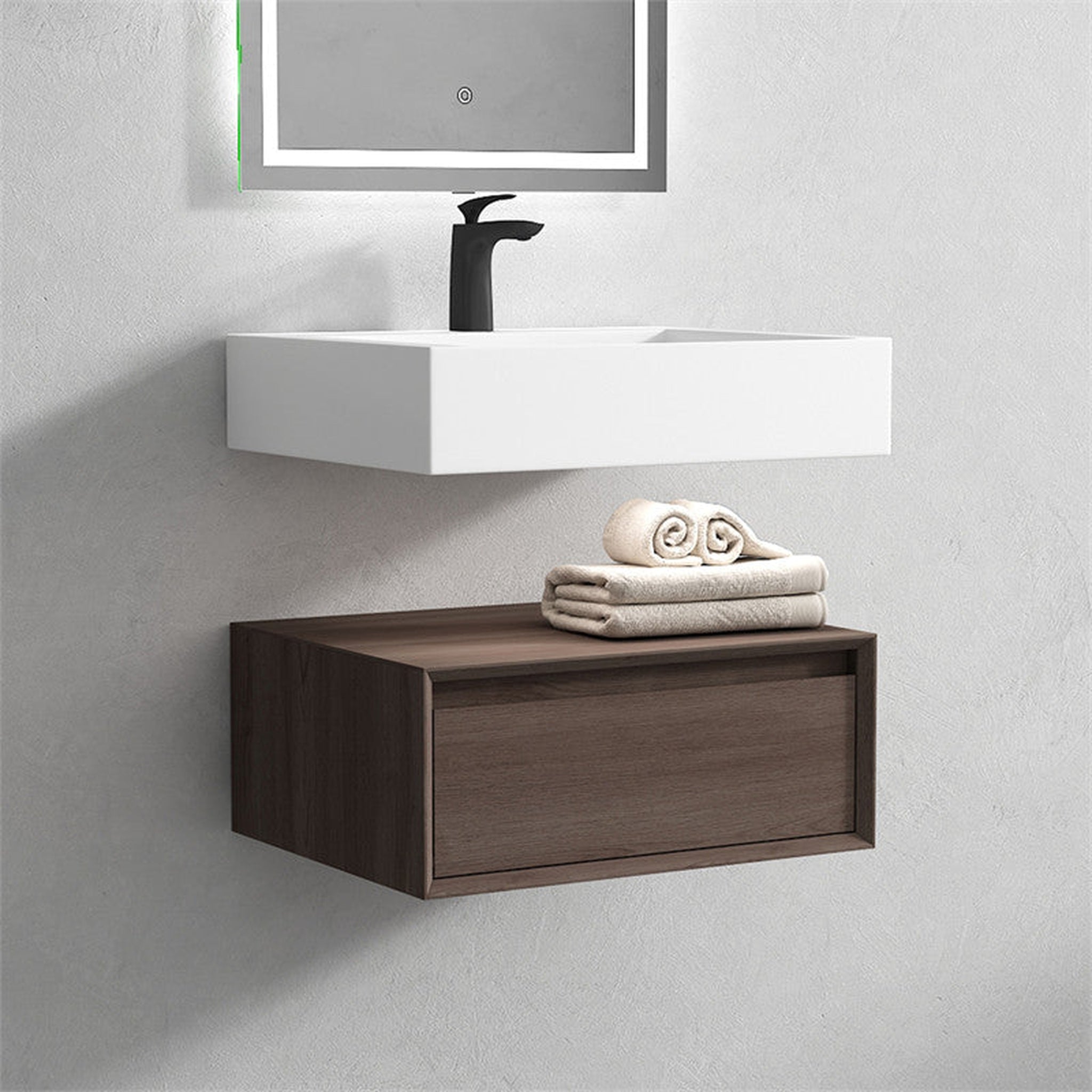 Moreno Bath, Moreno Bath ALYSA 24" Red Oak Floating Vanity With Single Reinforced White Acrylic Sink