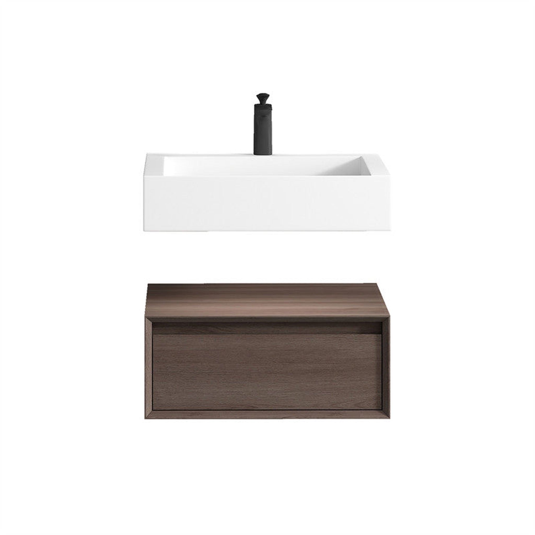 Moreno Bath, Moreno Bath ALYSA 24" Red Oak Floating Vanity With Single Reinforced White Acrylic Sink