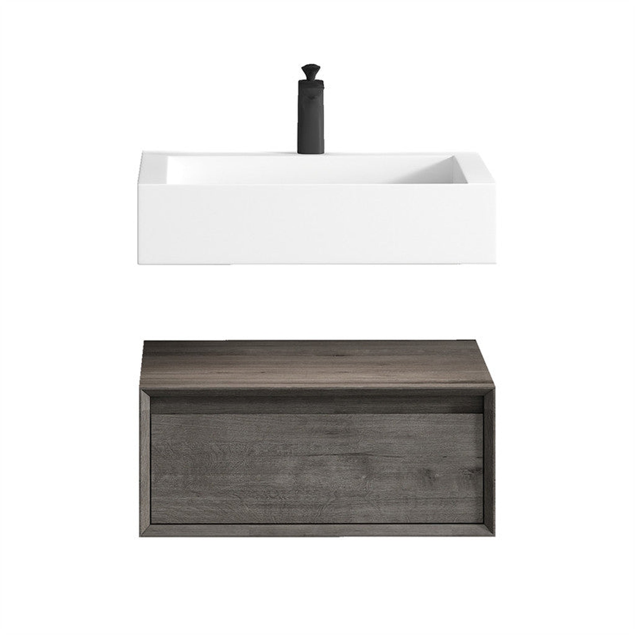 Moreno Bath, Moreno Bath ALYSA 24" Smoke Oak Floating Vanity With Single Reinforced White Acrylic Sink