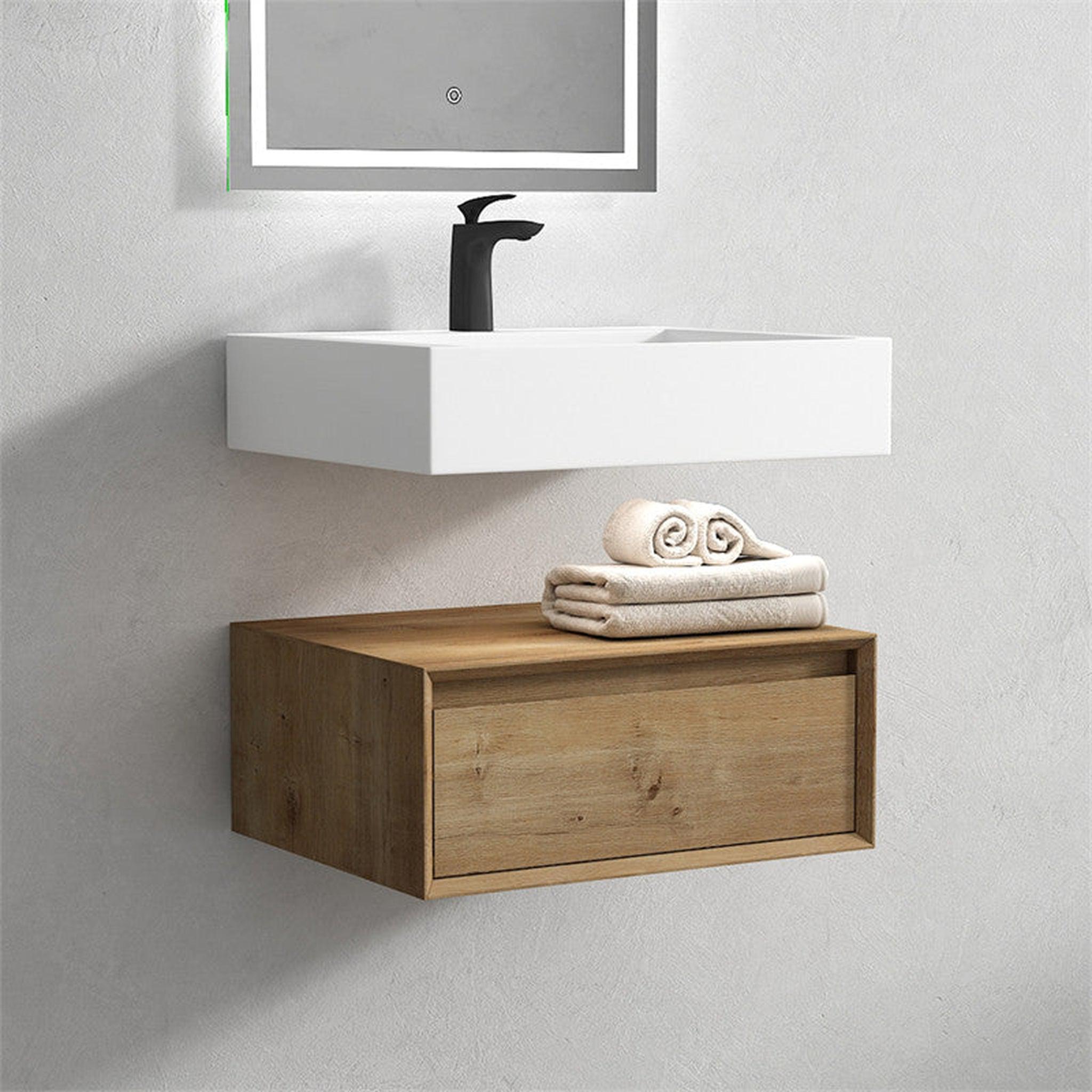 Moreno Bath, Moreno Bath ALYSA 24" White Oak Floating Vanity With Single Reinforced White Acrylic Sink