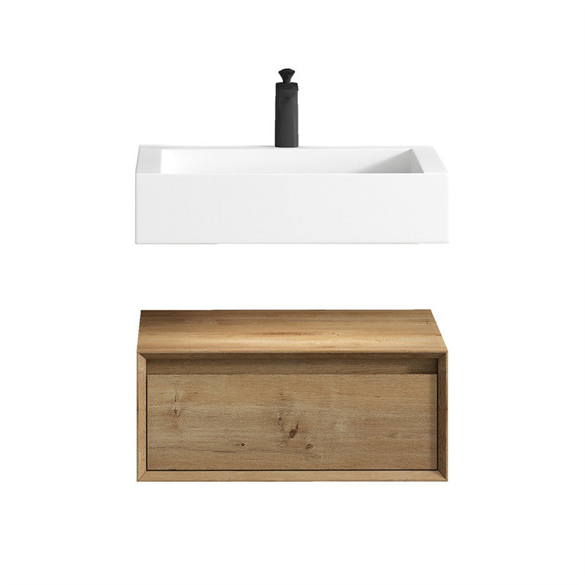 Moreno Bath, Moreno Bath ALYSA 24" White Oak Floating Vanity With Single Reinforced White Acrylic Sink