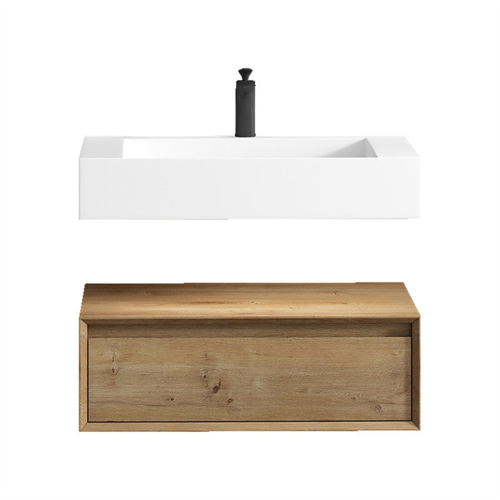 Moreno Bath, Moreno Bath ALYSA 30" White Oak Floating Vanity With Single Reinforced White Acrylic Sink