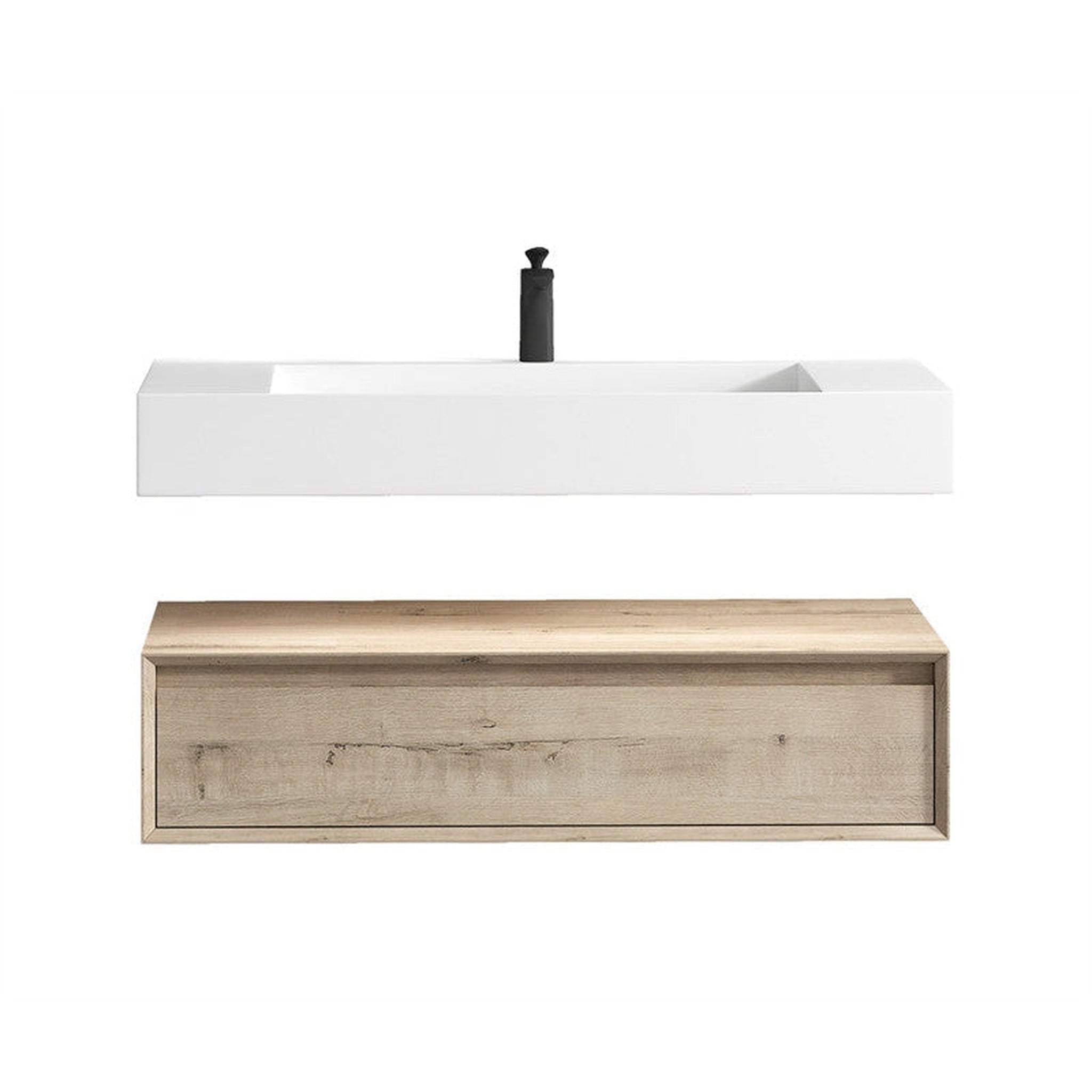 Moreno Bath, Moreno Bath ALYSA 36" Light Oak Floating Vanity With Single Reinforced White Acrylic Sink